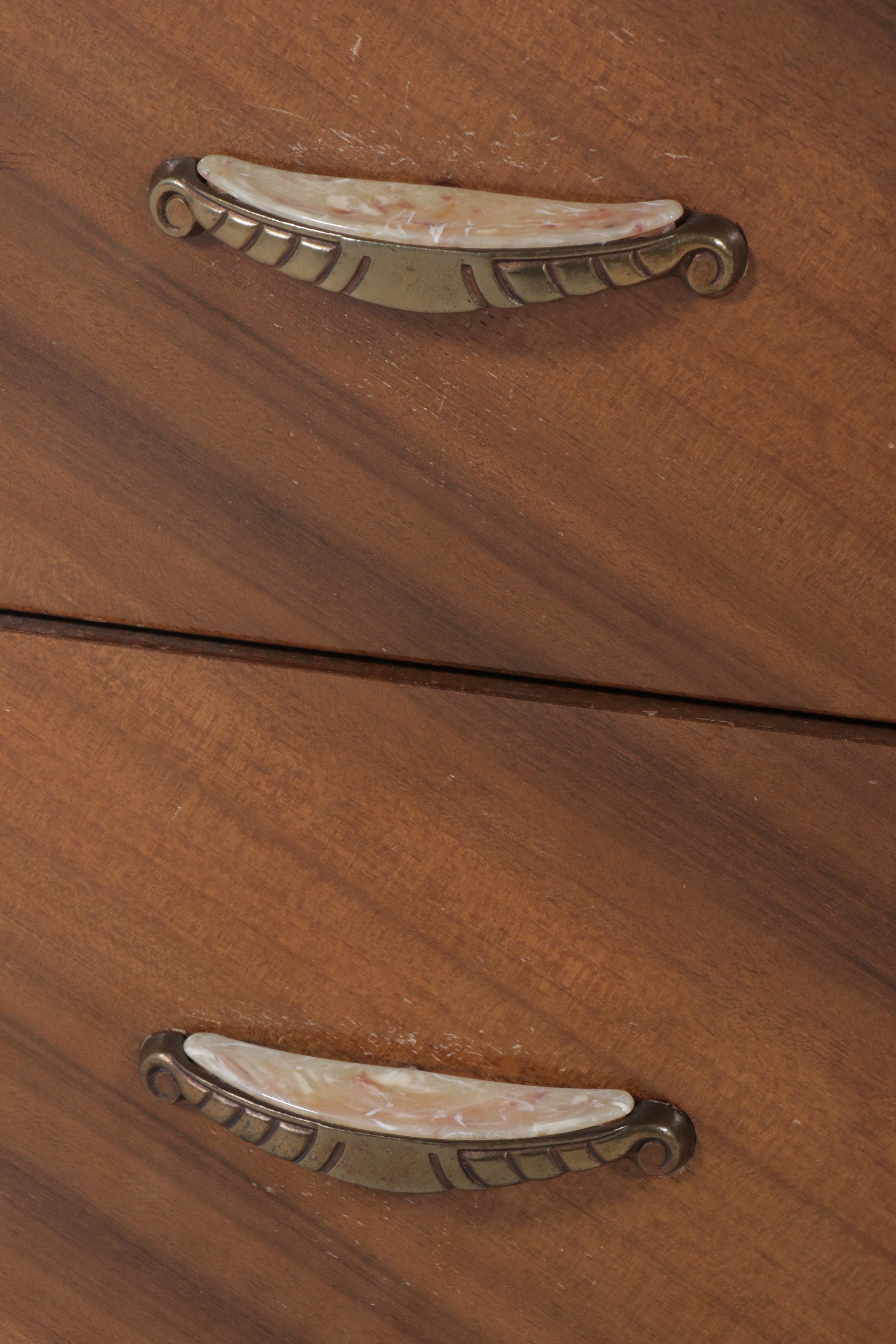 Antique Art Deco Waterfall Walnut Dresser