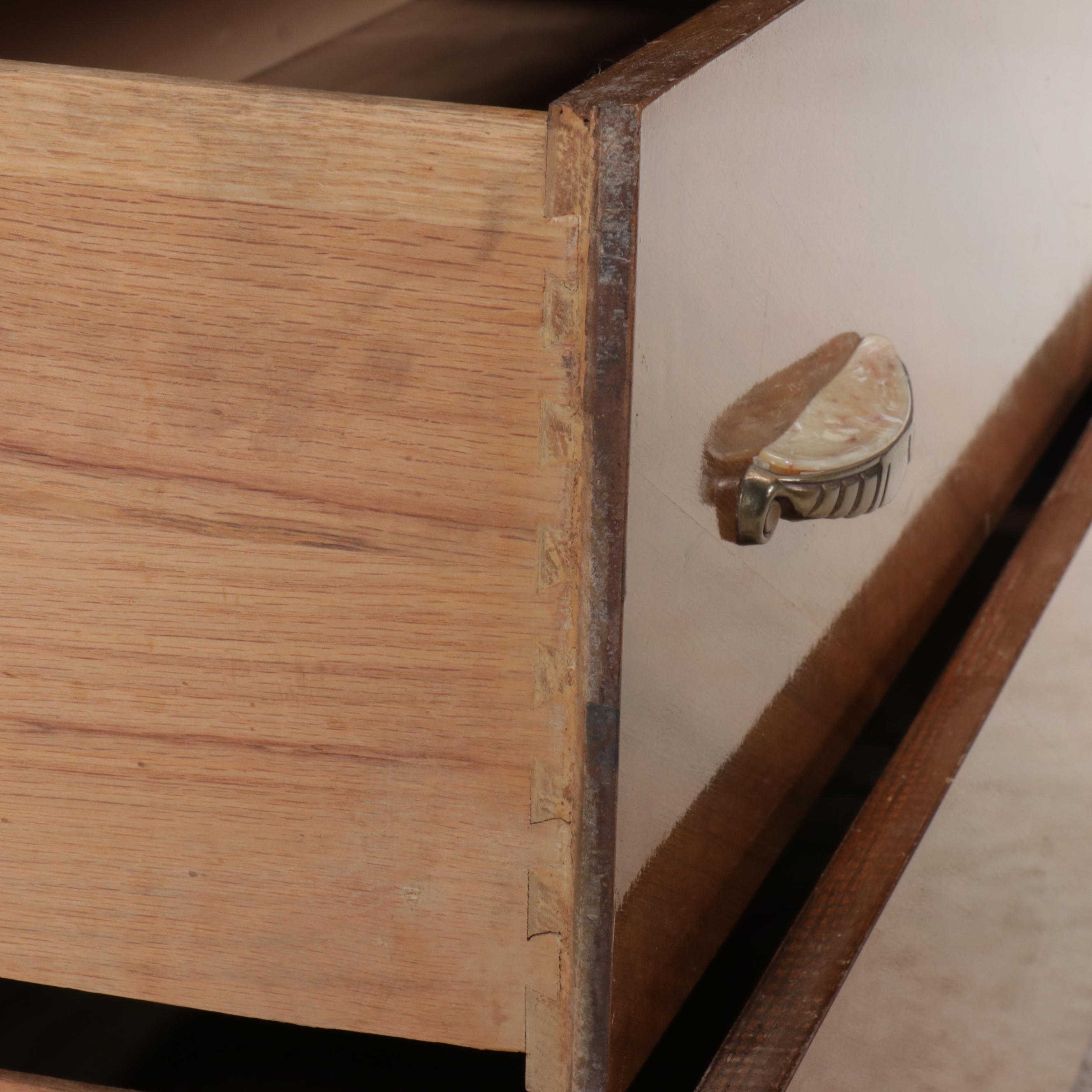 Antique Art Deco Waterfall Walnut Dresser