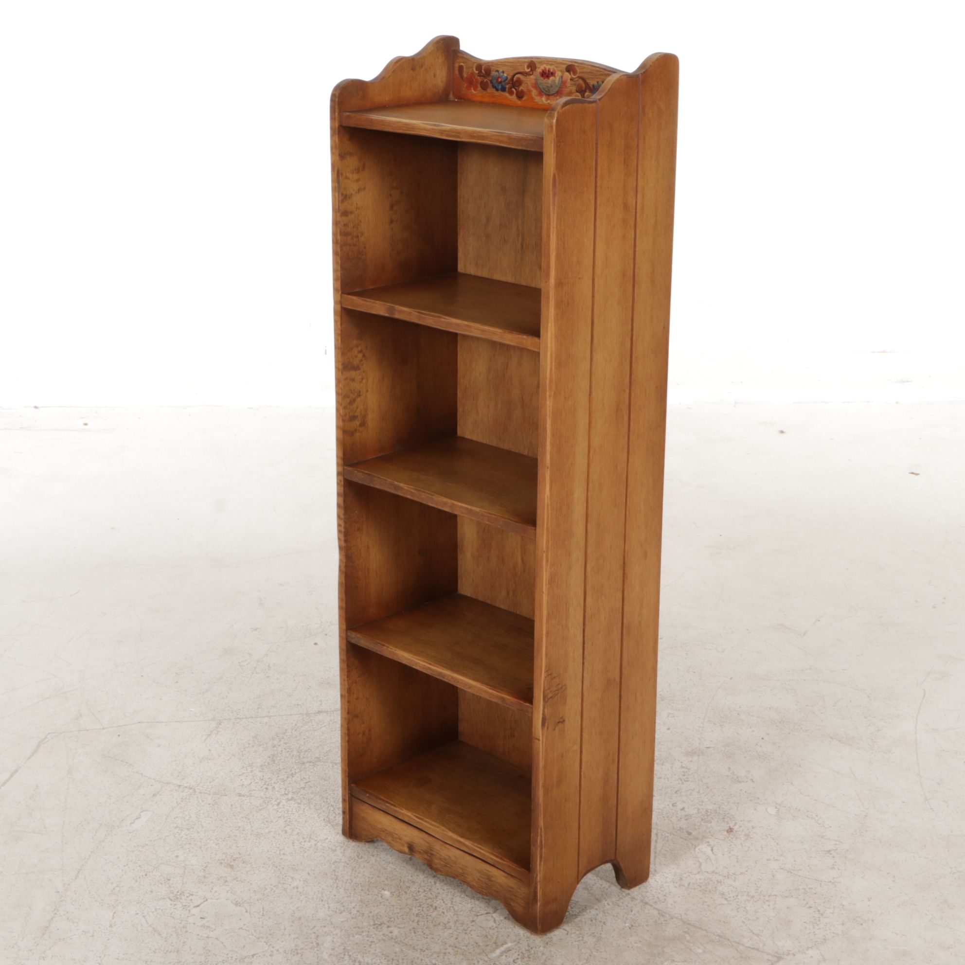 Coronado Southwestern Style Wood Bookcase with Painted Floral Decoration