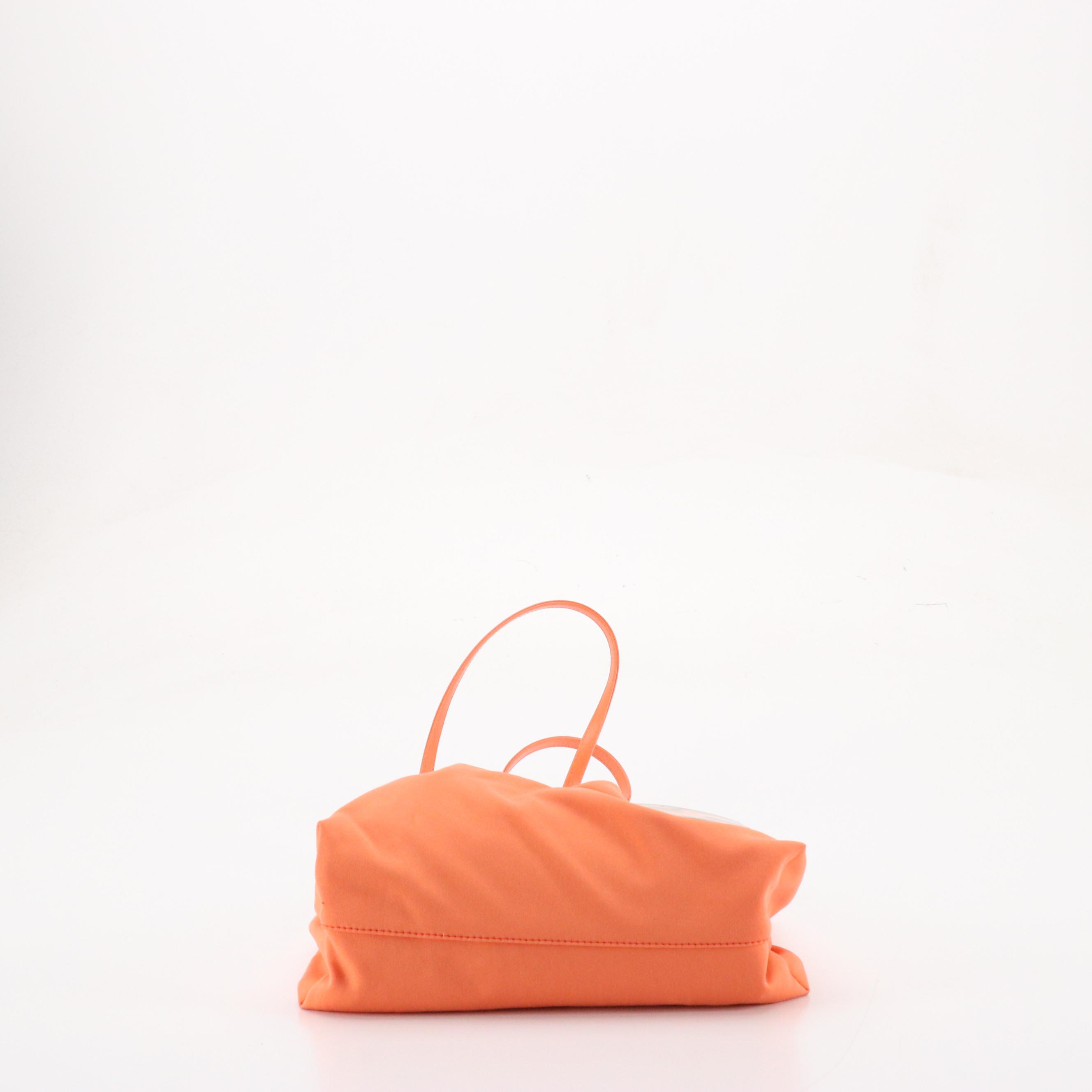 Fendi Orange Stretch Jersey Shoulder Bag with Leather Trim