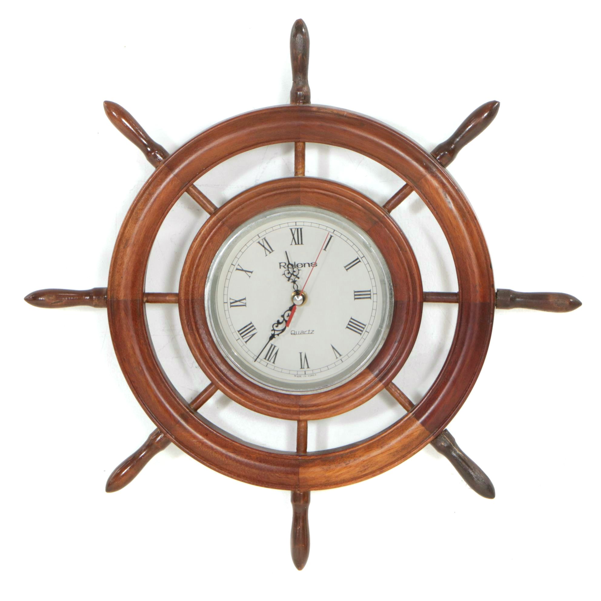 Wooden Ship's Wheel Wall Clock