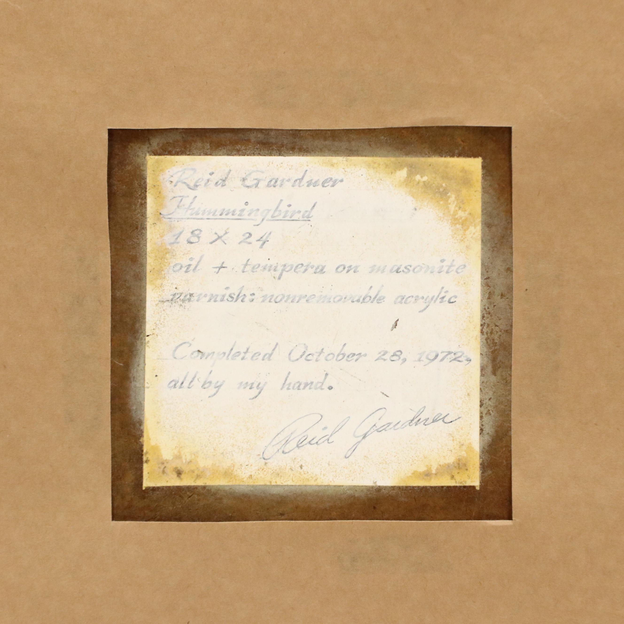 Reid Gardner Oil and Tempera Painting "Hummingbird," 1972