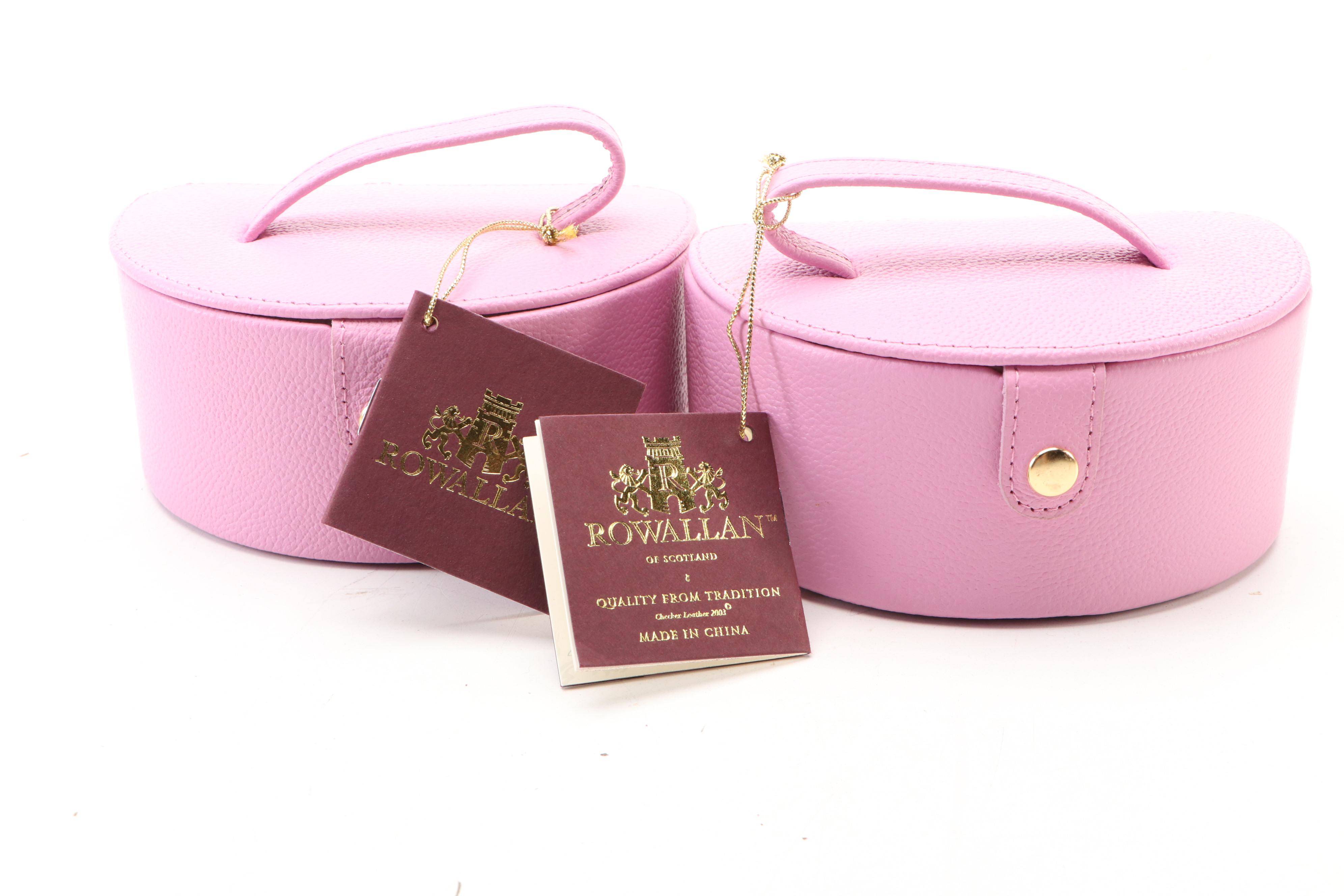 Rowallan of Scotland Pink and Orange Leather Jewelry Cases