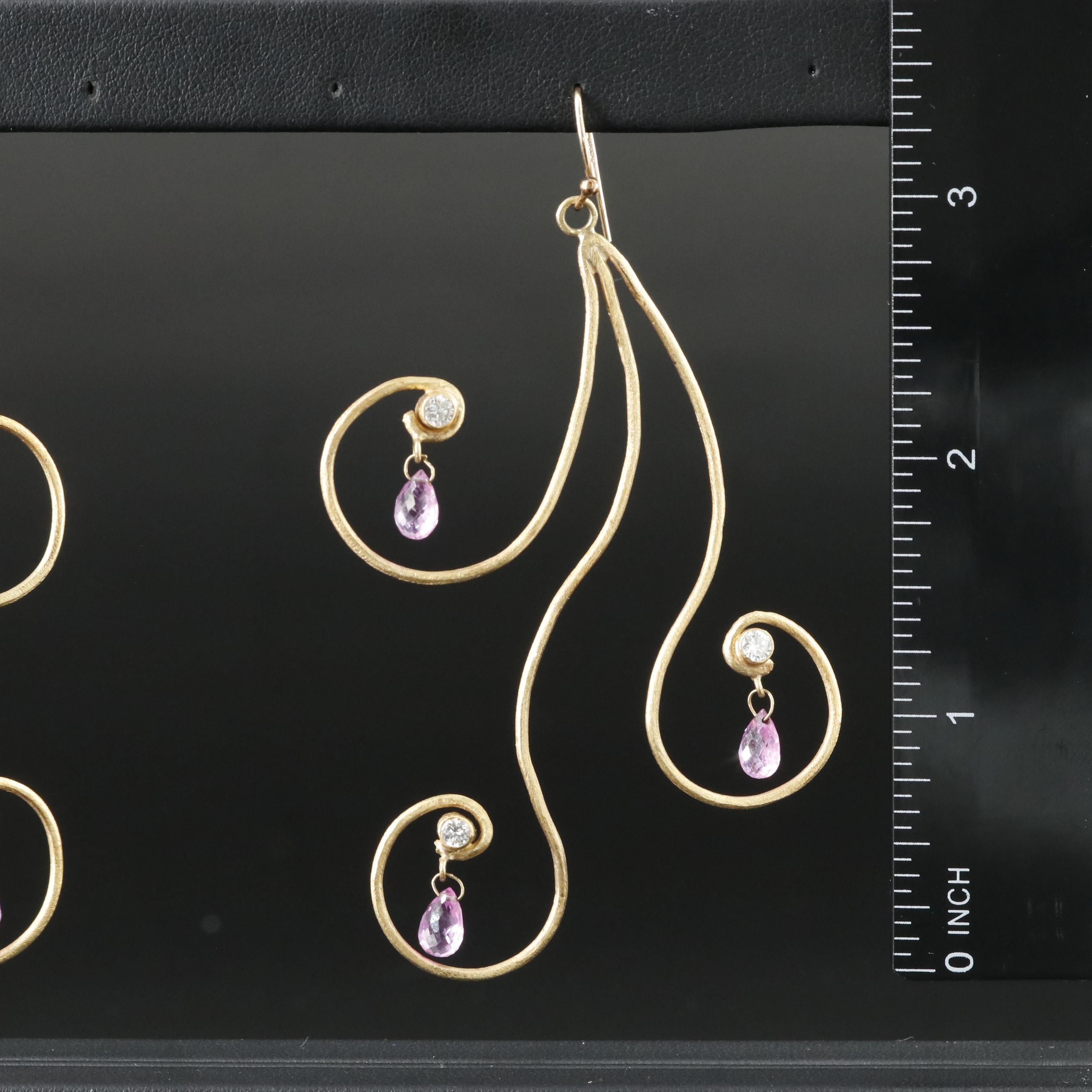 Gold-Filled Sapphire and Diamond Swirl Earrings