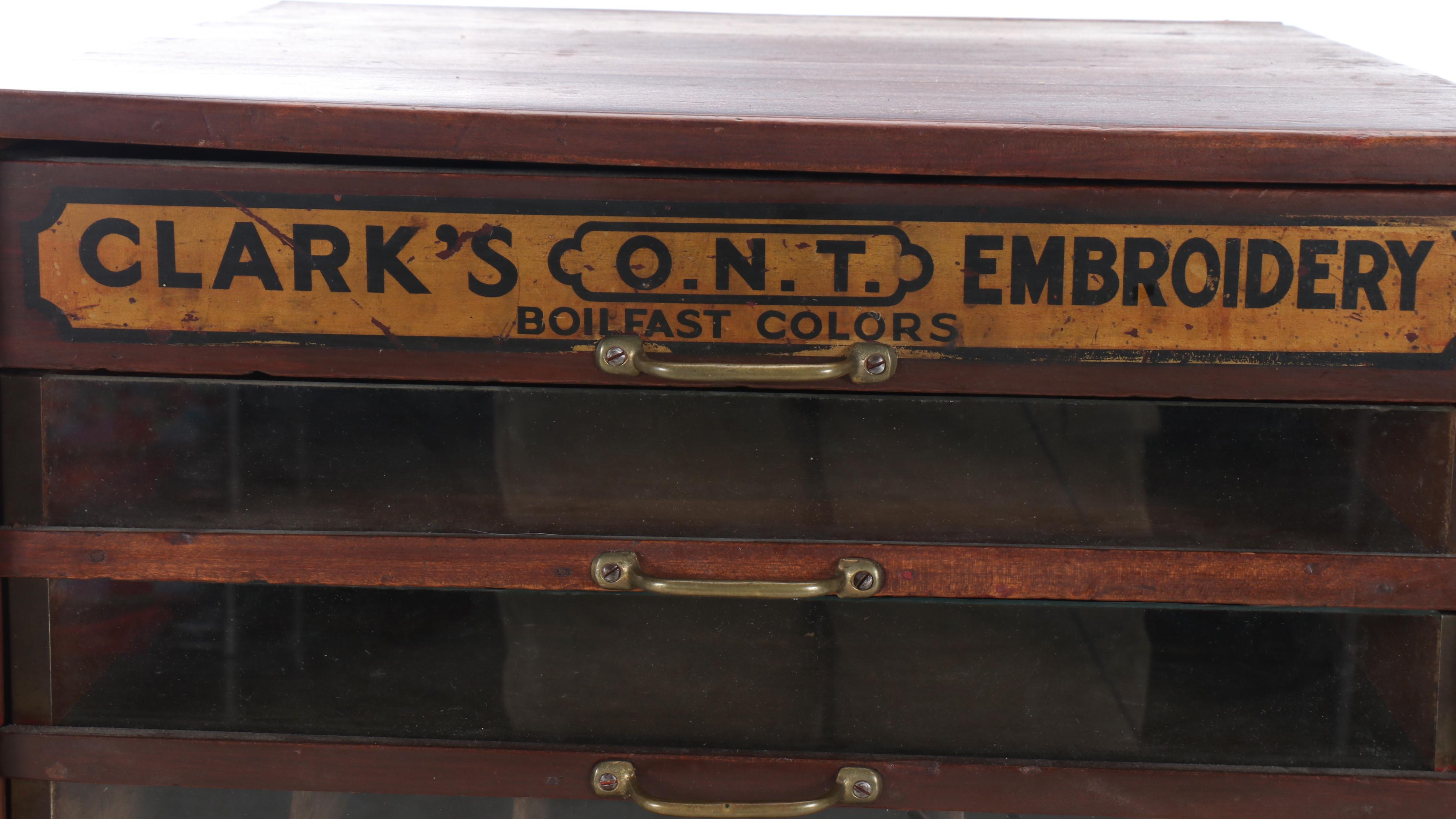 Clark's Embroidery Cabinet with Lindstrom Metal Toy Sewing Machine