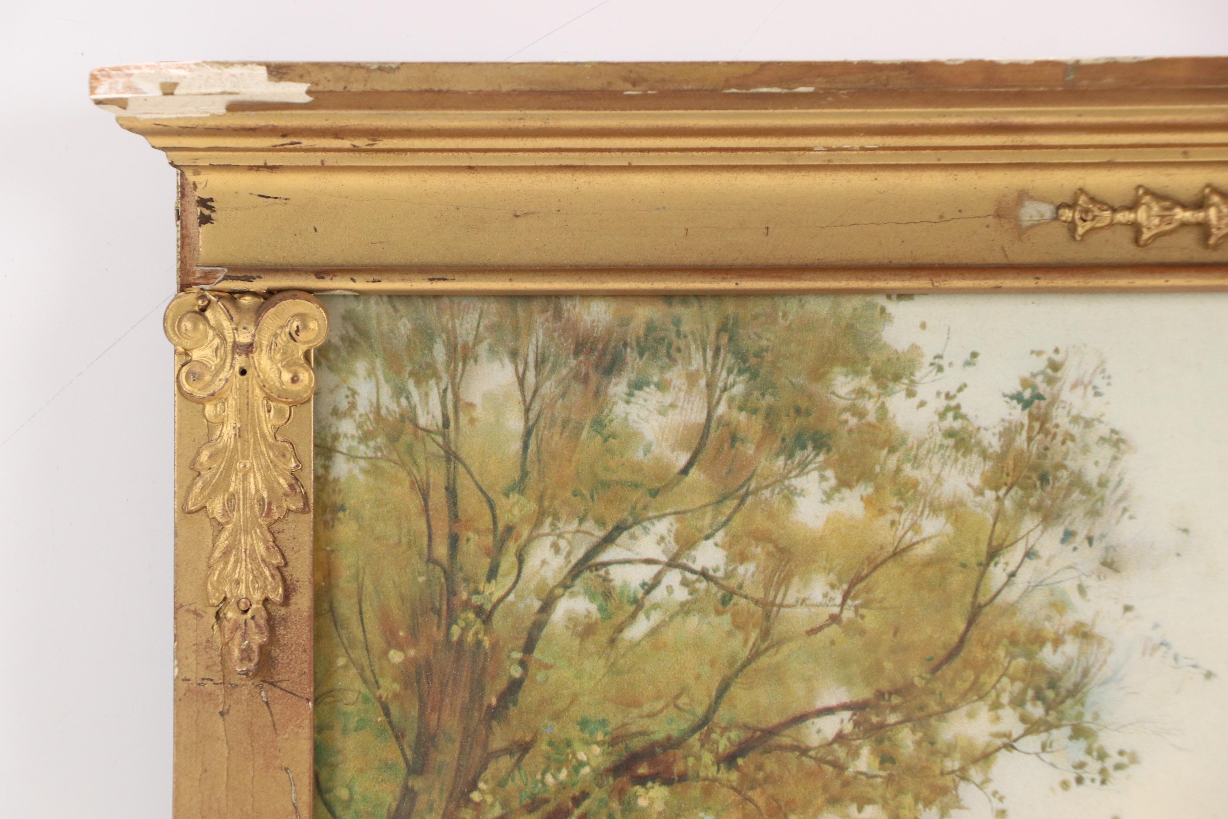 Lithograph and Offset Pastoral Landscape Collection in Gilt Frames