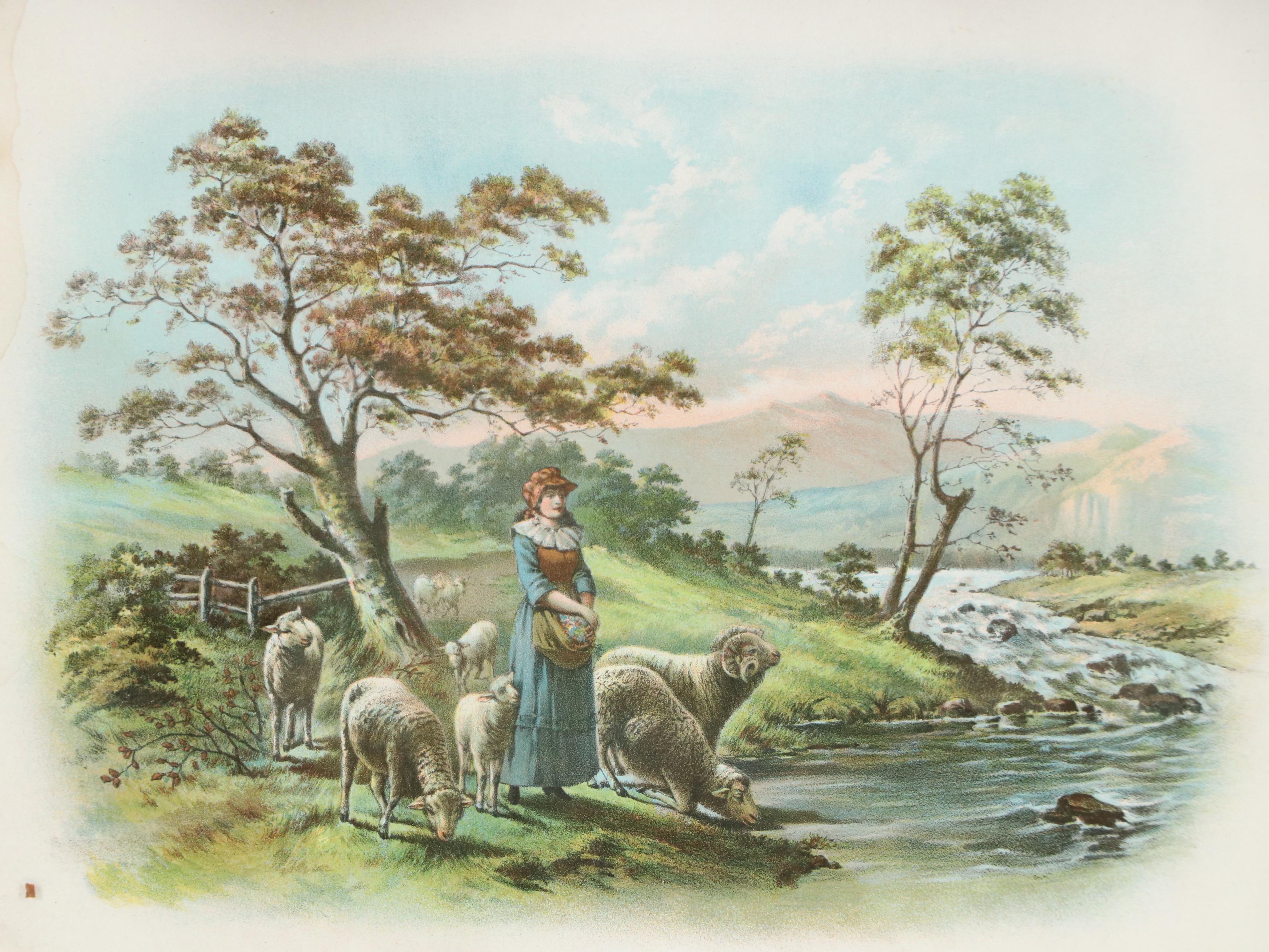 Lithograph and Offset Pastoral Landscape Collection in Gilt Frames