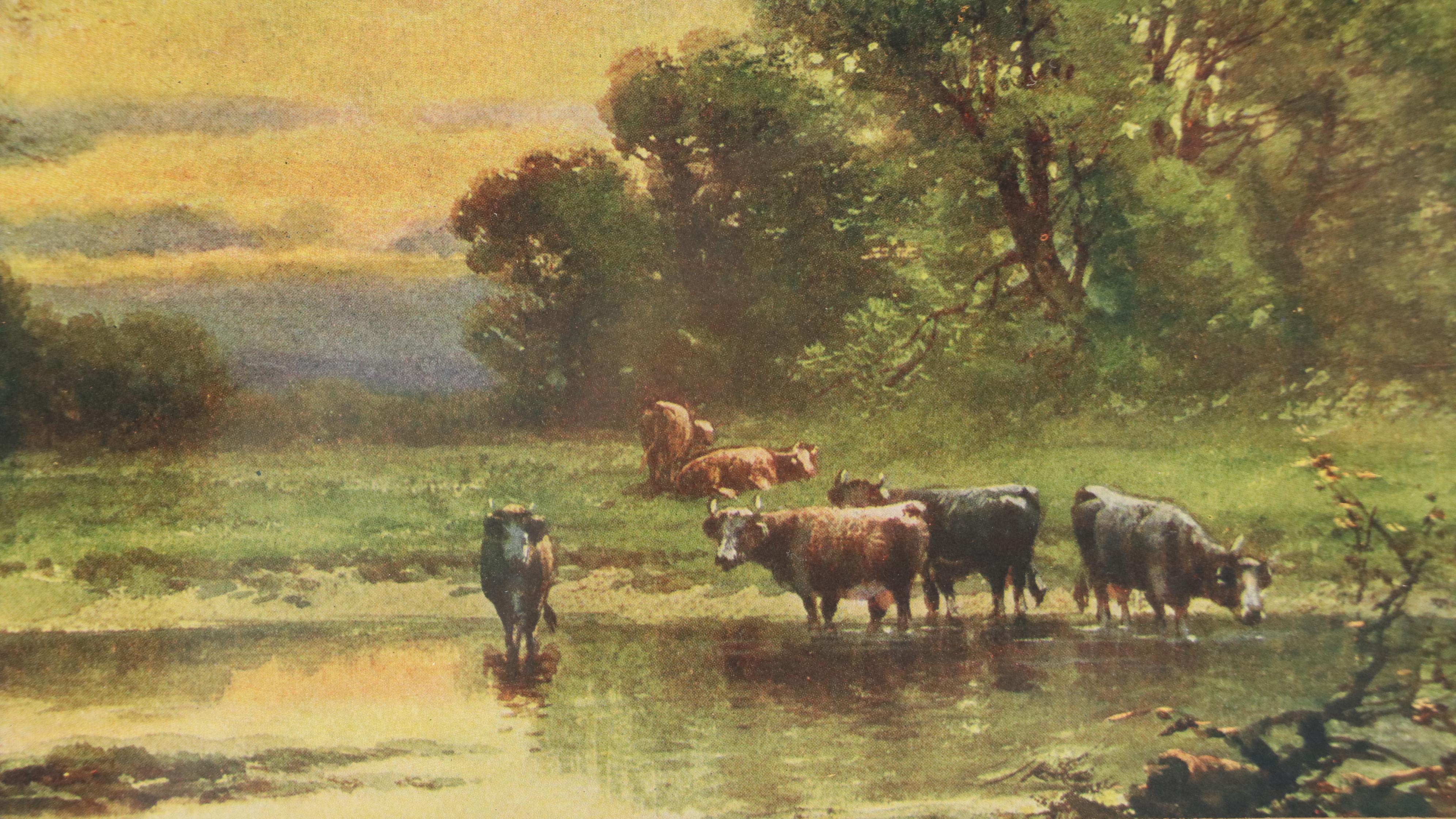 Lithograph and Offset Pastoral Landscape Collection in Gilt Frames