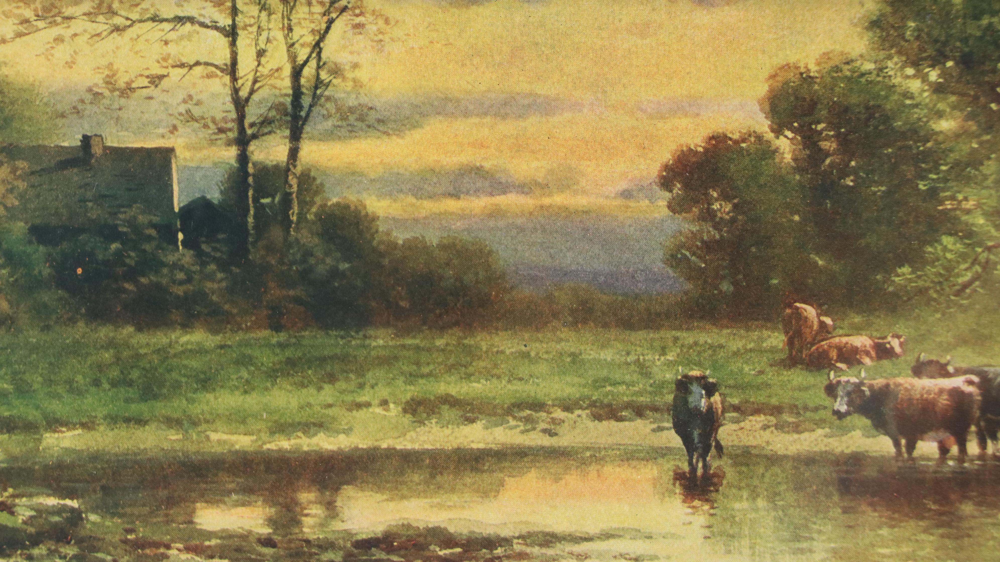 Lithograph and Offset Pastoral Landscape Collection in Gilt Frames