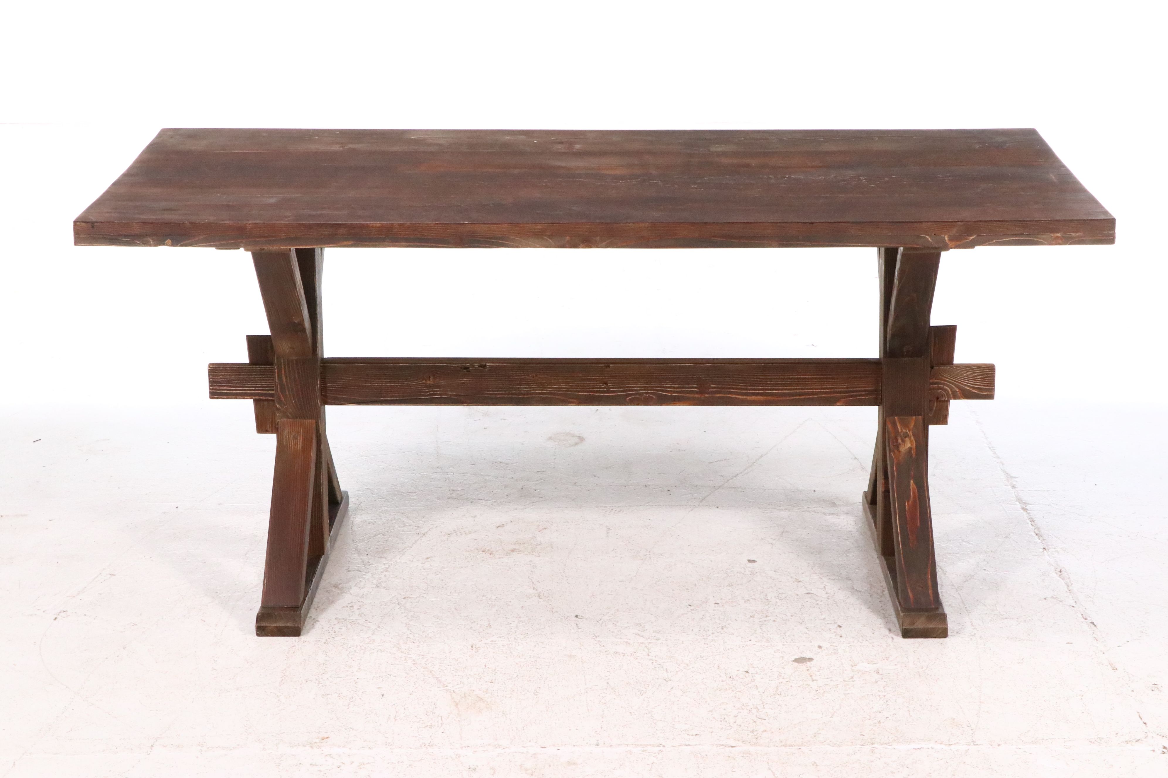 Rustic Wooden Trestle Dining Table