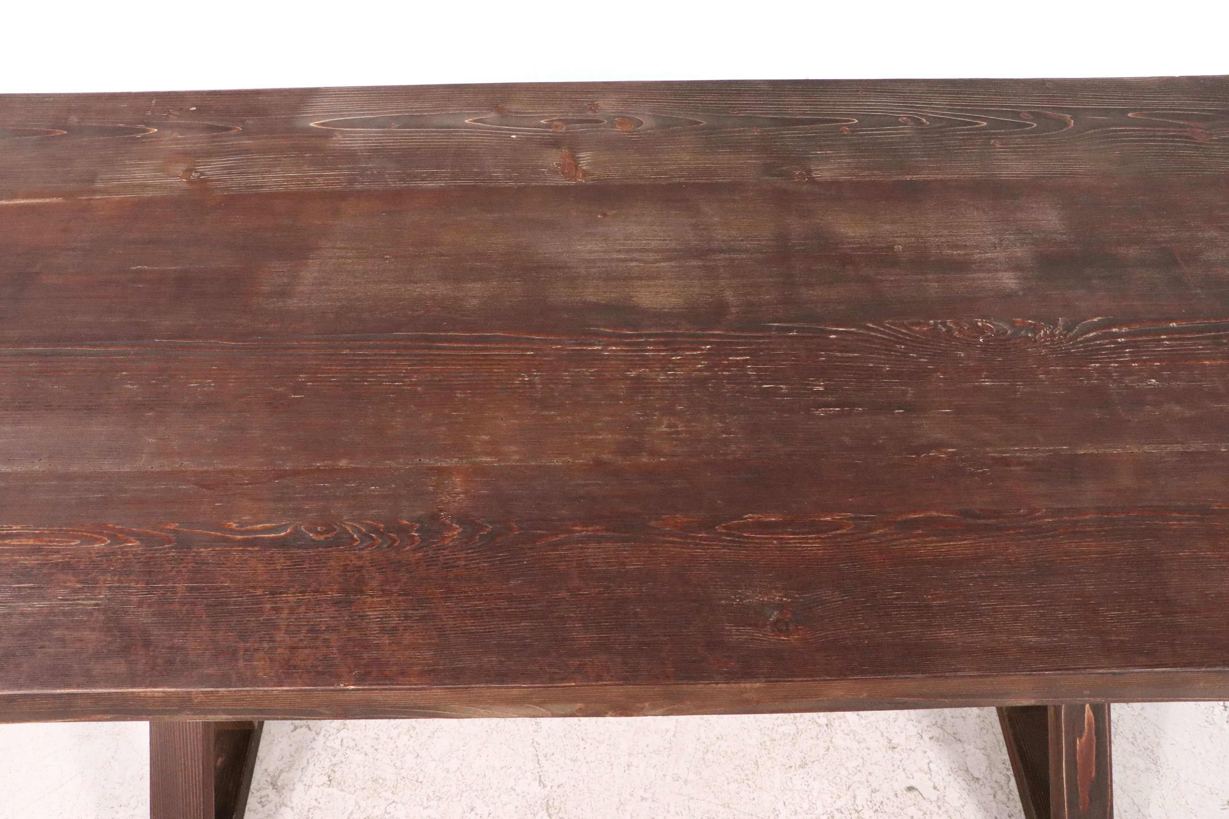 Rustic Wooden Trestle Dining Table