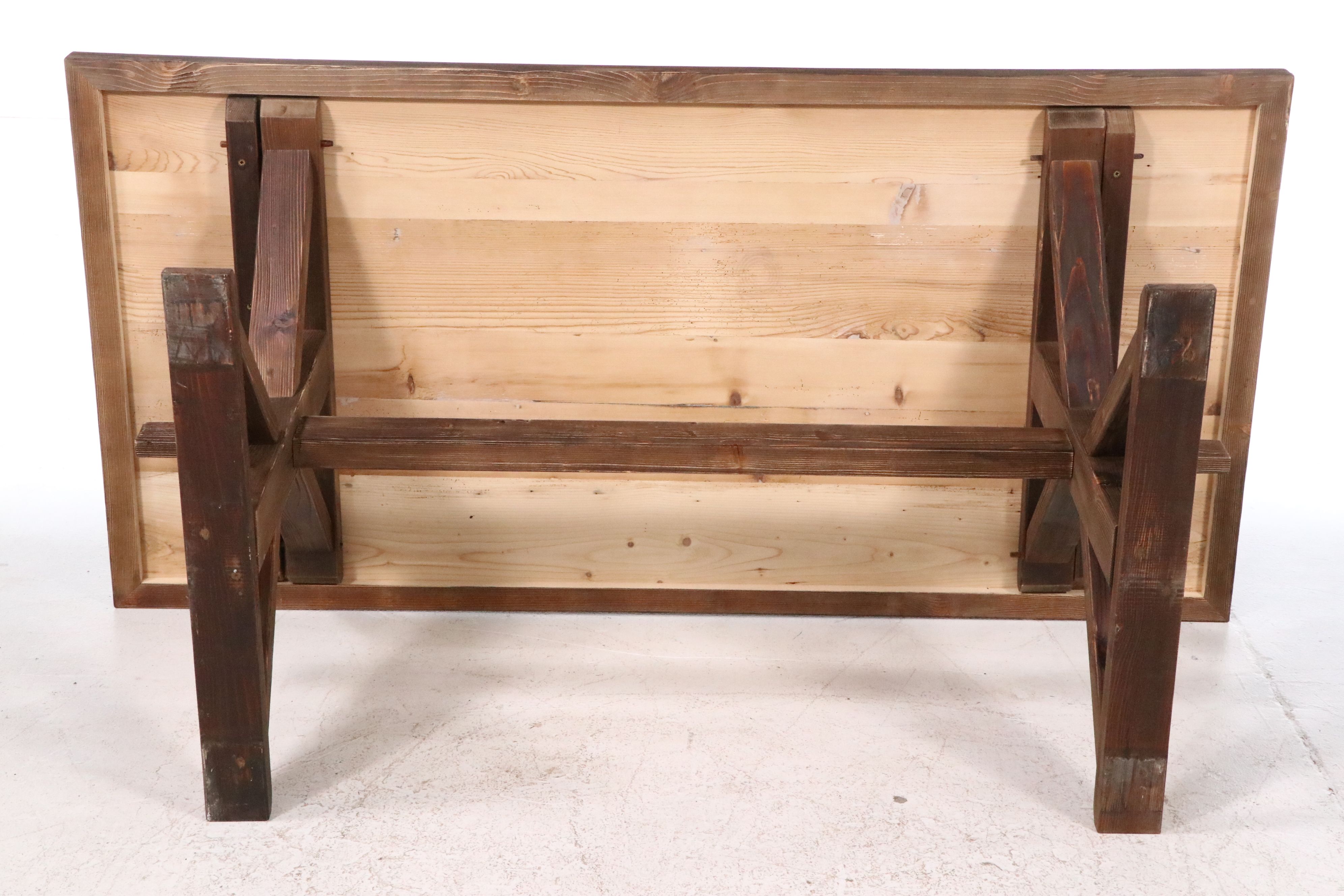 Rustic Wooden Trestle Dining Table