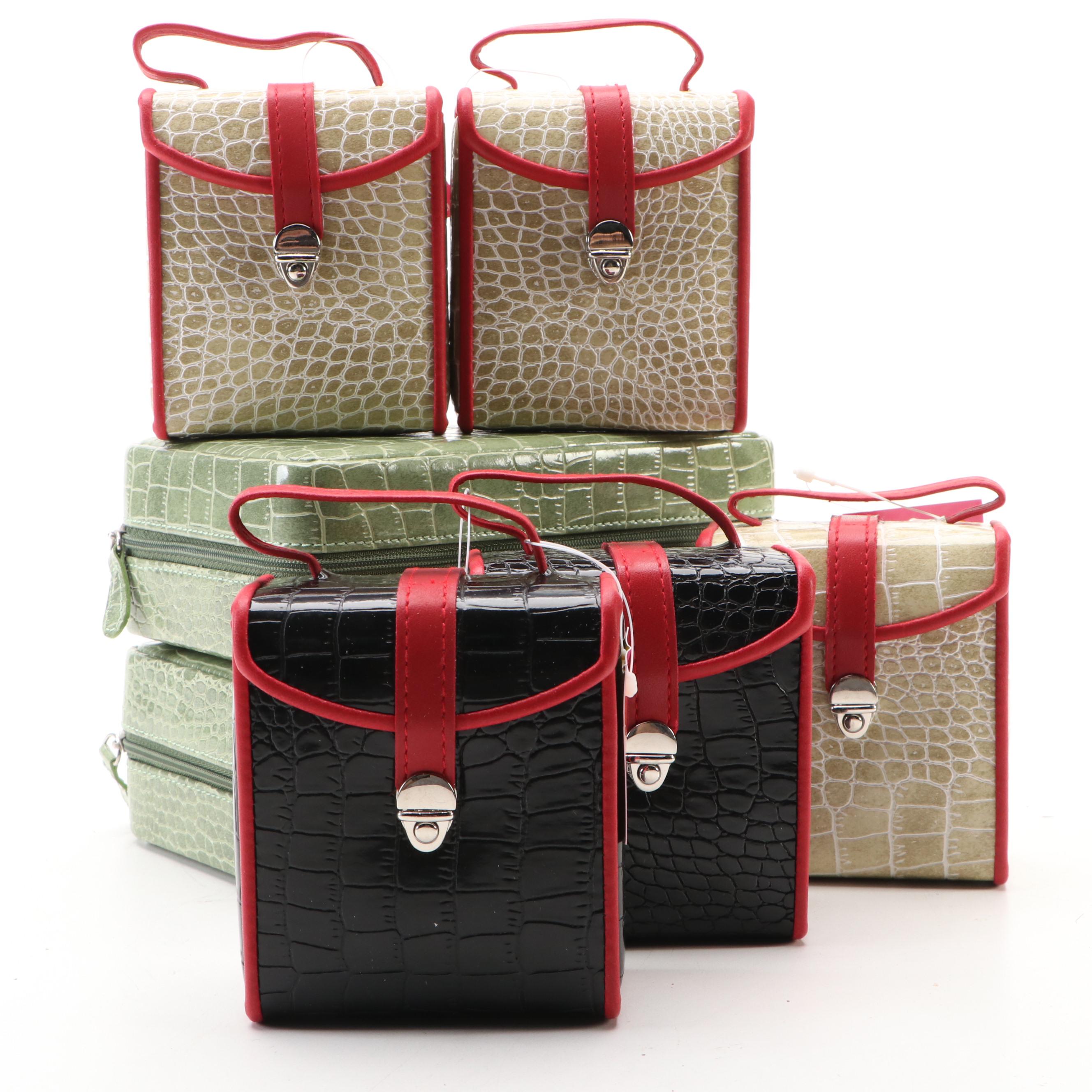 Alten International Faux Crocodile Embossed Jewelry Cases