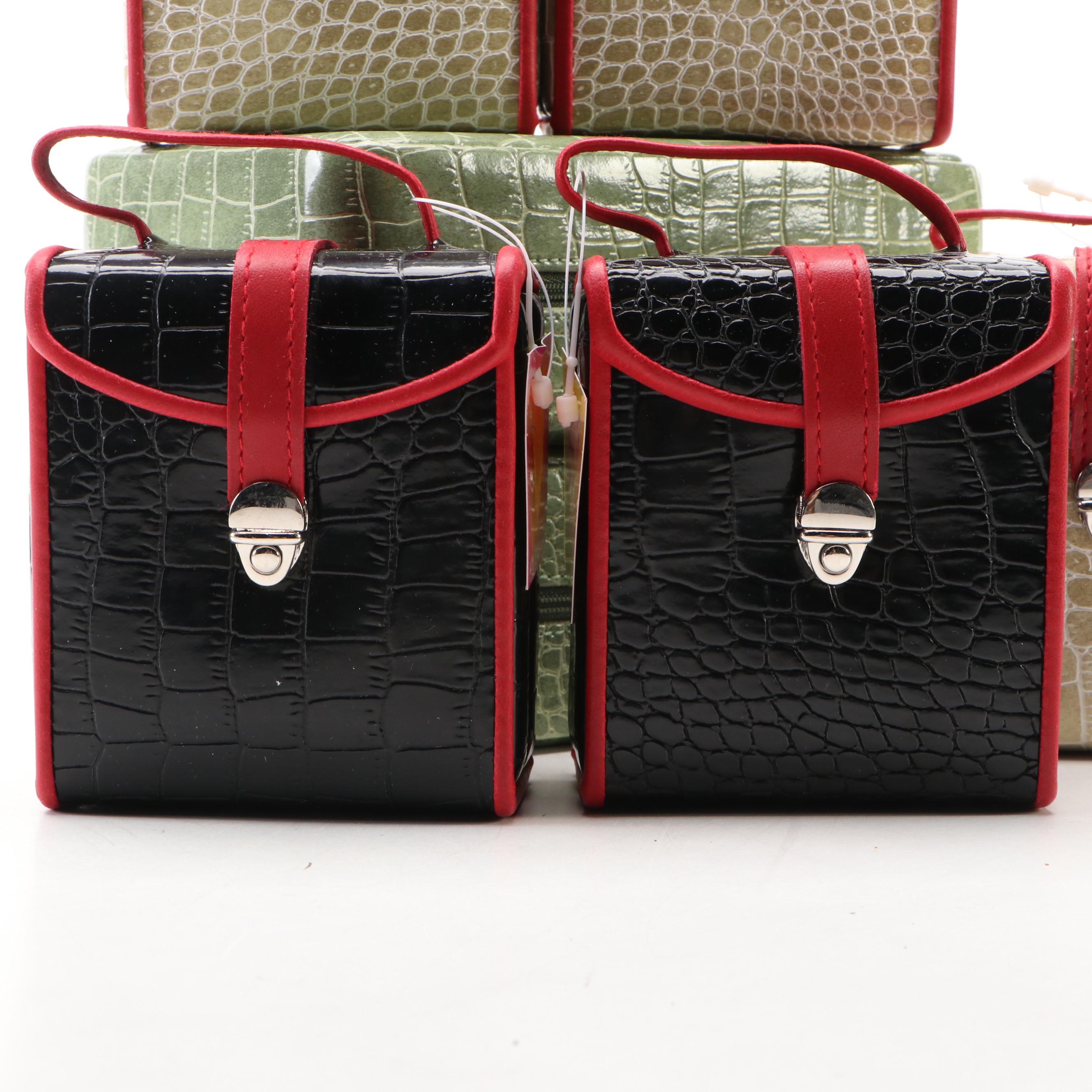 Alten International Faux Crocodile Embossed Jewelry Cases