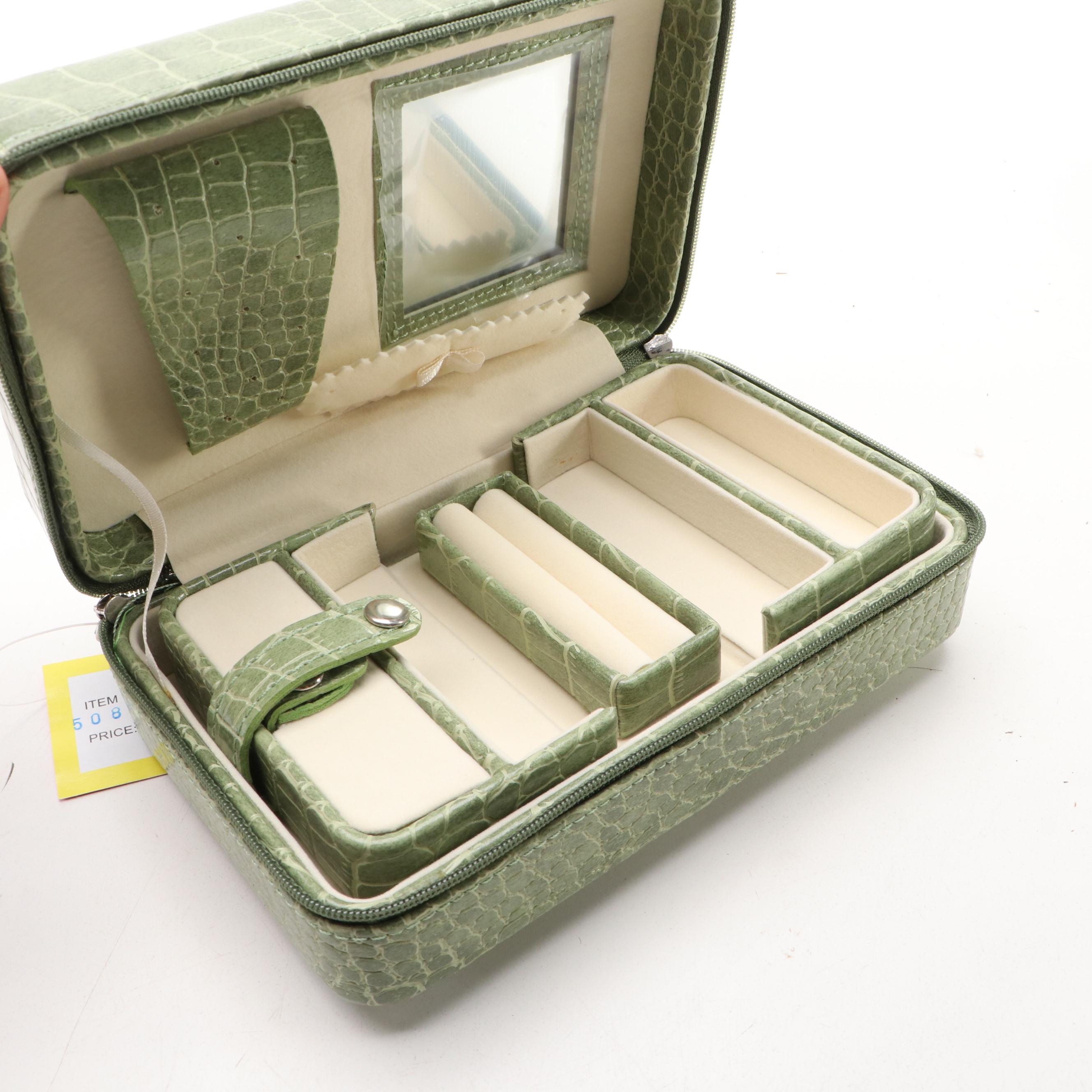 Alten International Faux Crocodile Embossed Jewelry Cases