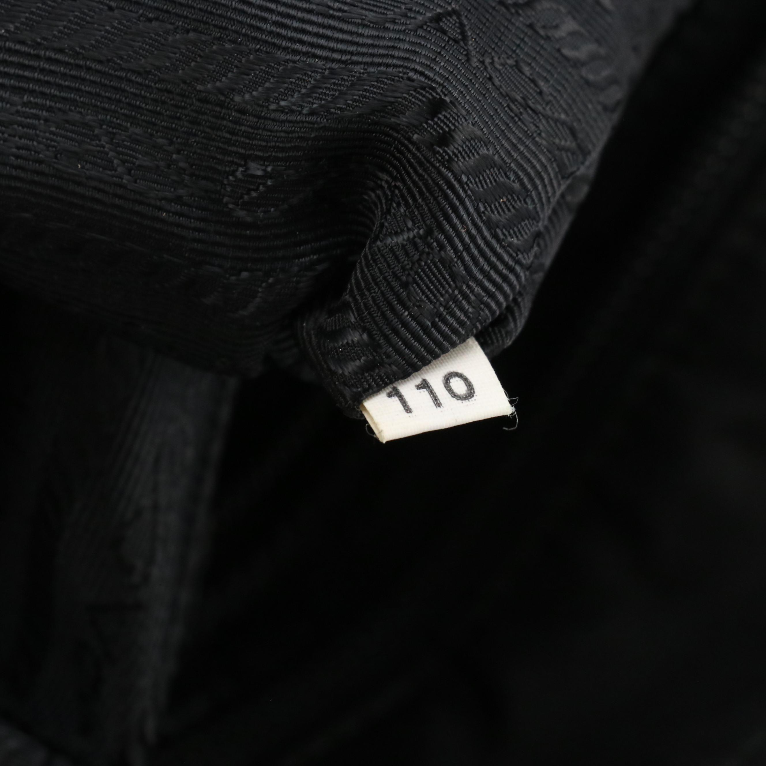 Prada Small Tote Bag in Black Tessuto Nylon with Leather Flower Appliqué