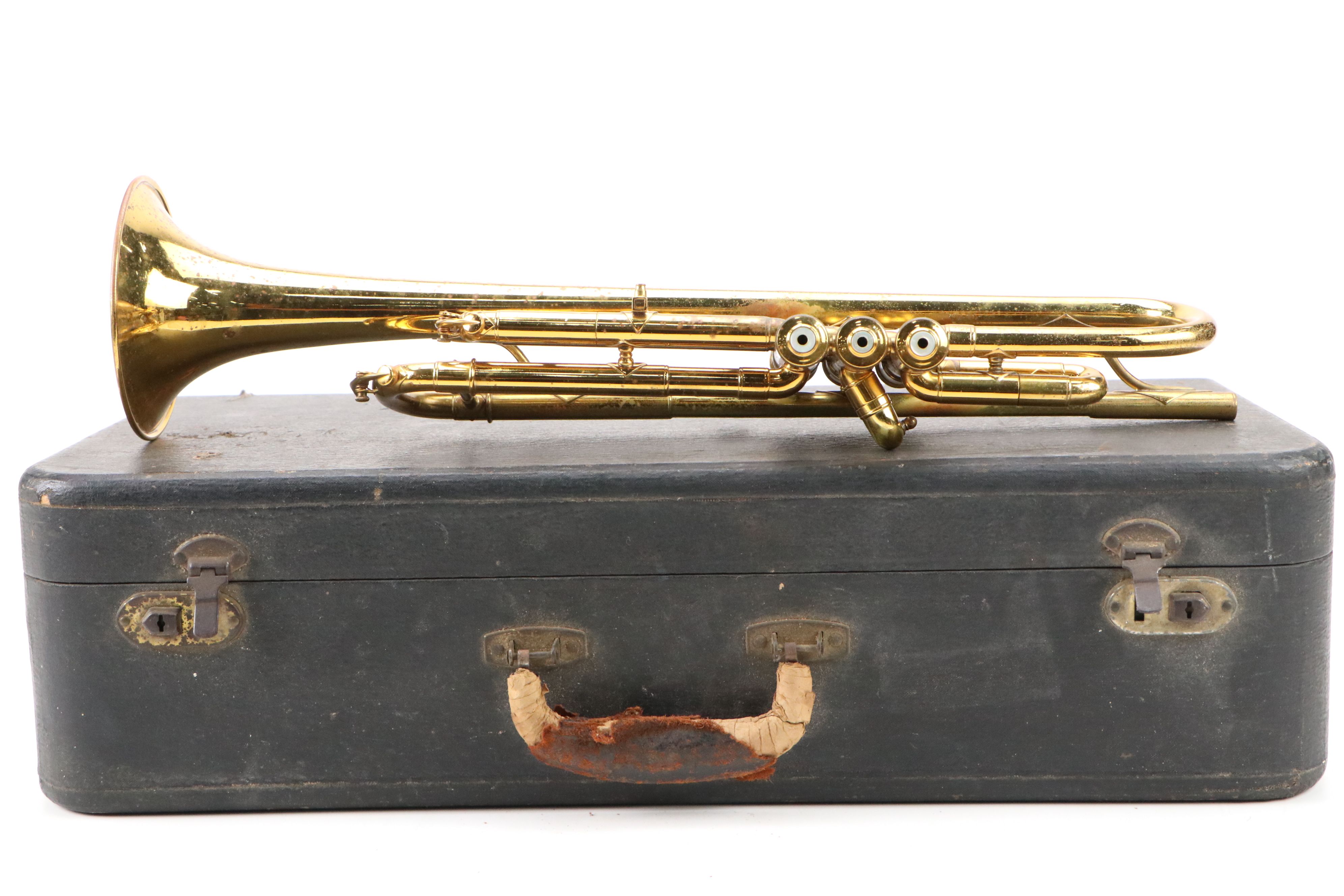 C. G. Conn Brass Trumpet with Mute Accessories, Late 19th/Early 20th Century