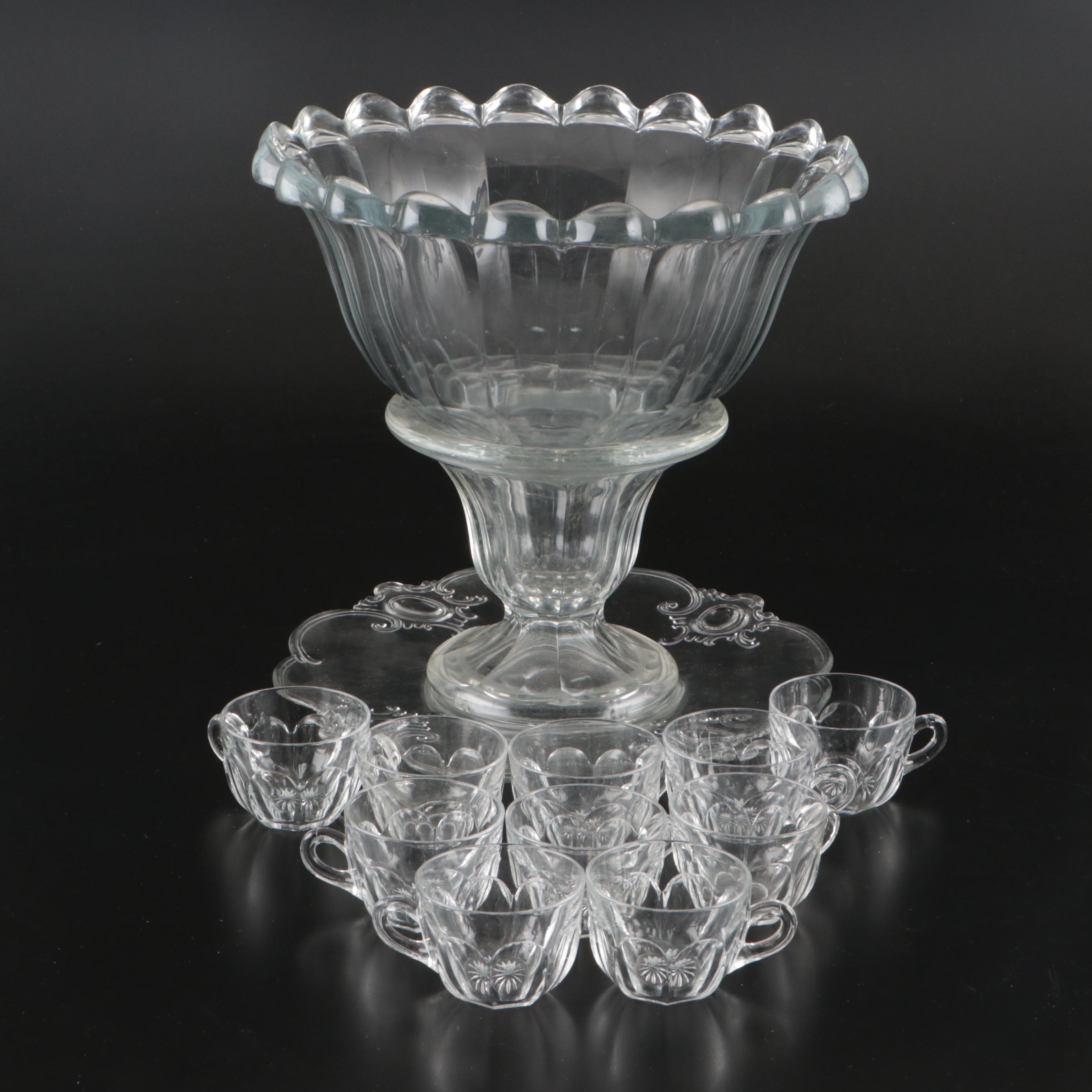 Heisey "Colonial Clear" Punch Cups with Anglo-Irish Style Bowl and Other Décor