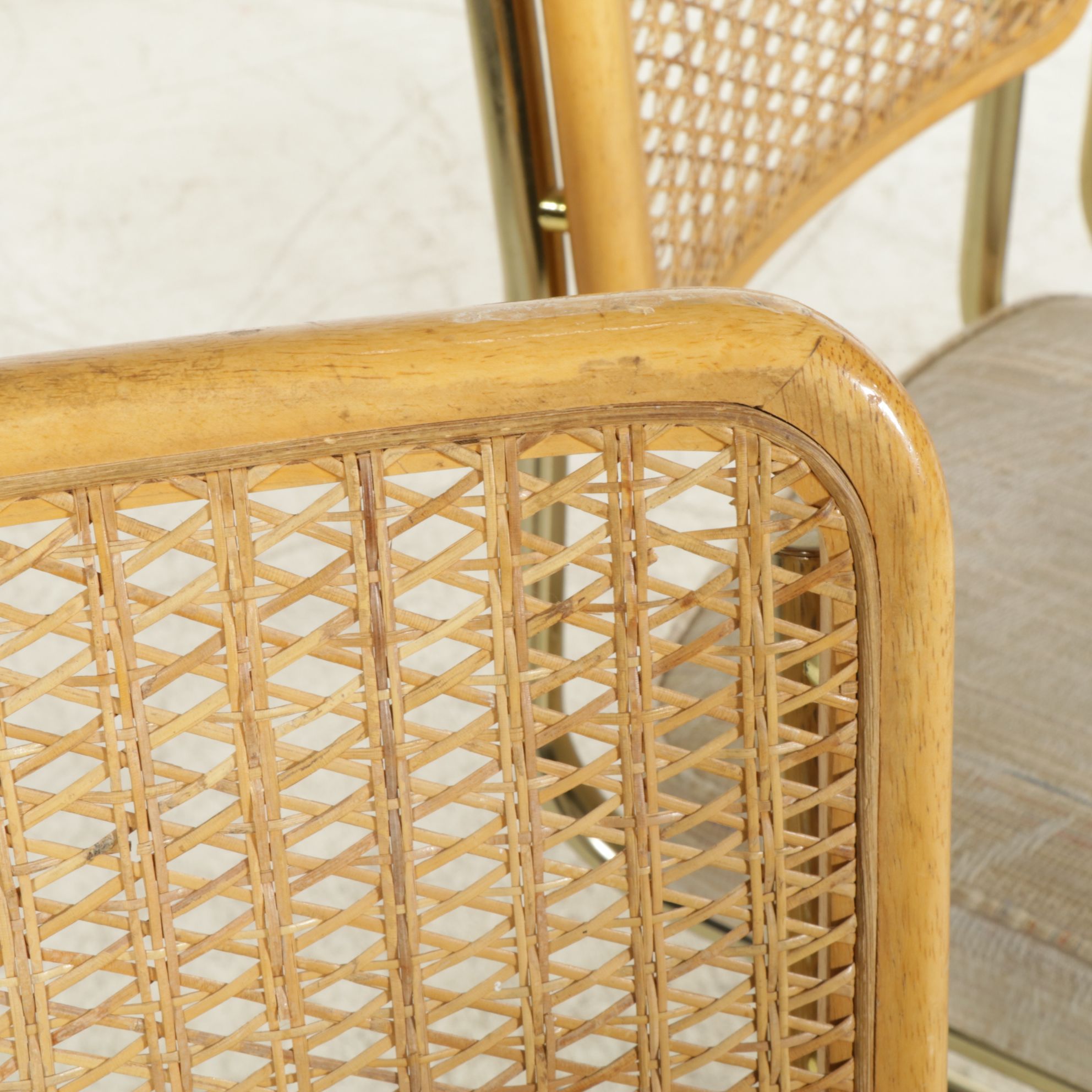 Four Daystrom Furniture Barstools with Woven Cane Backs