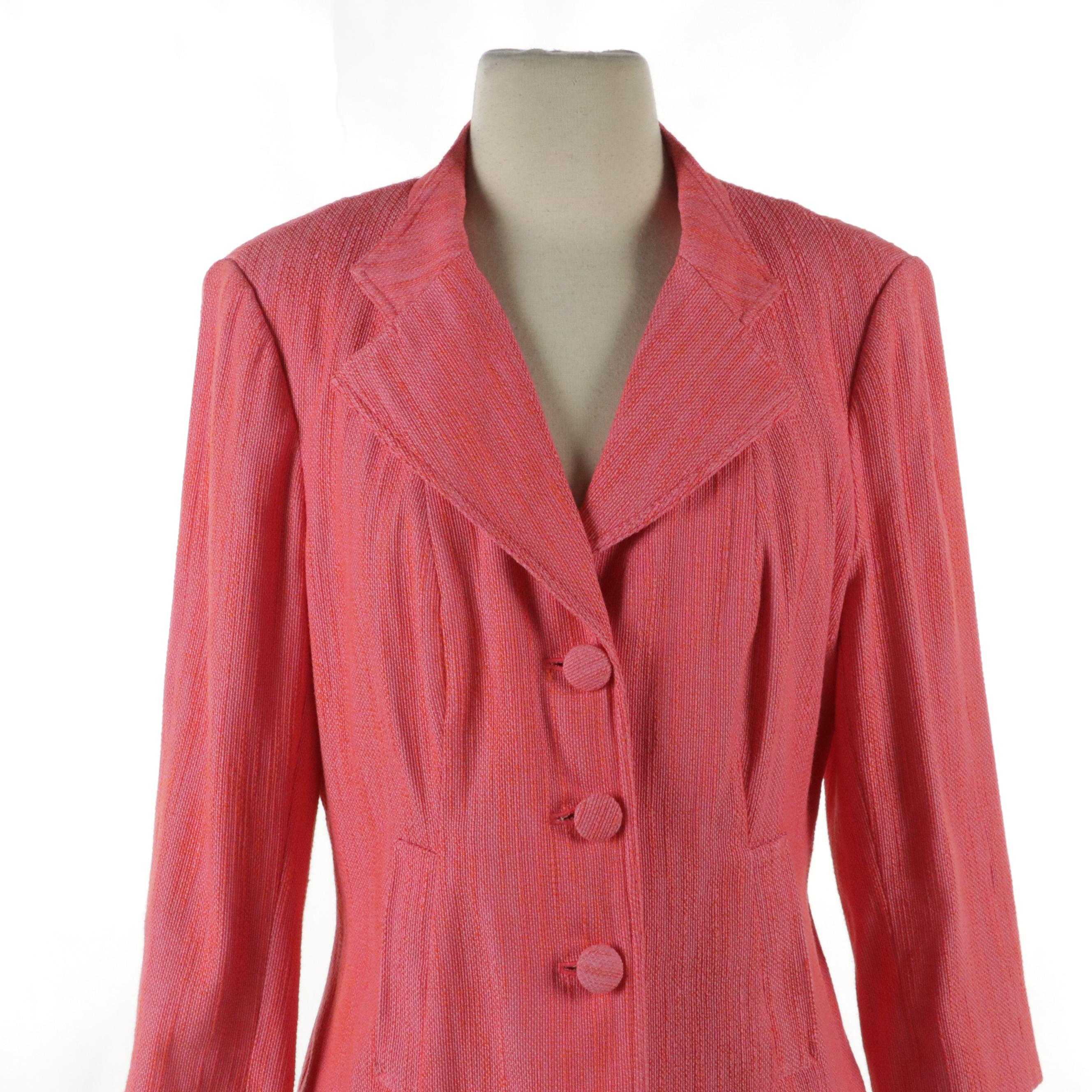 Kay Unger Pink Striped and Teri Jon Pink Tweed Striped Two-Piece Skirt Sets