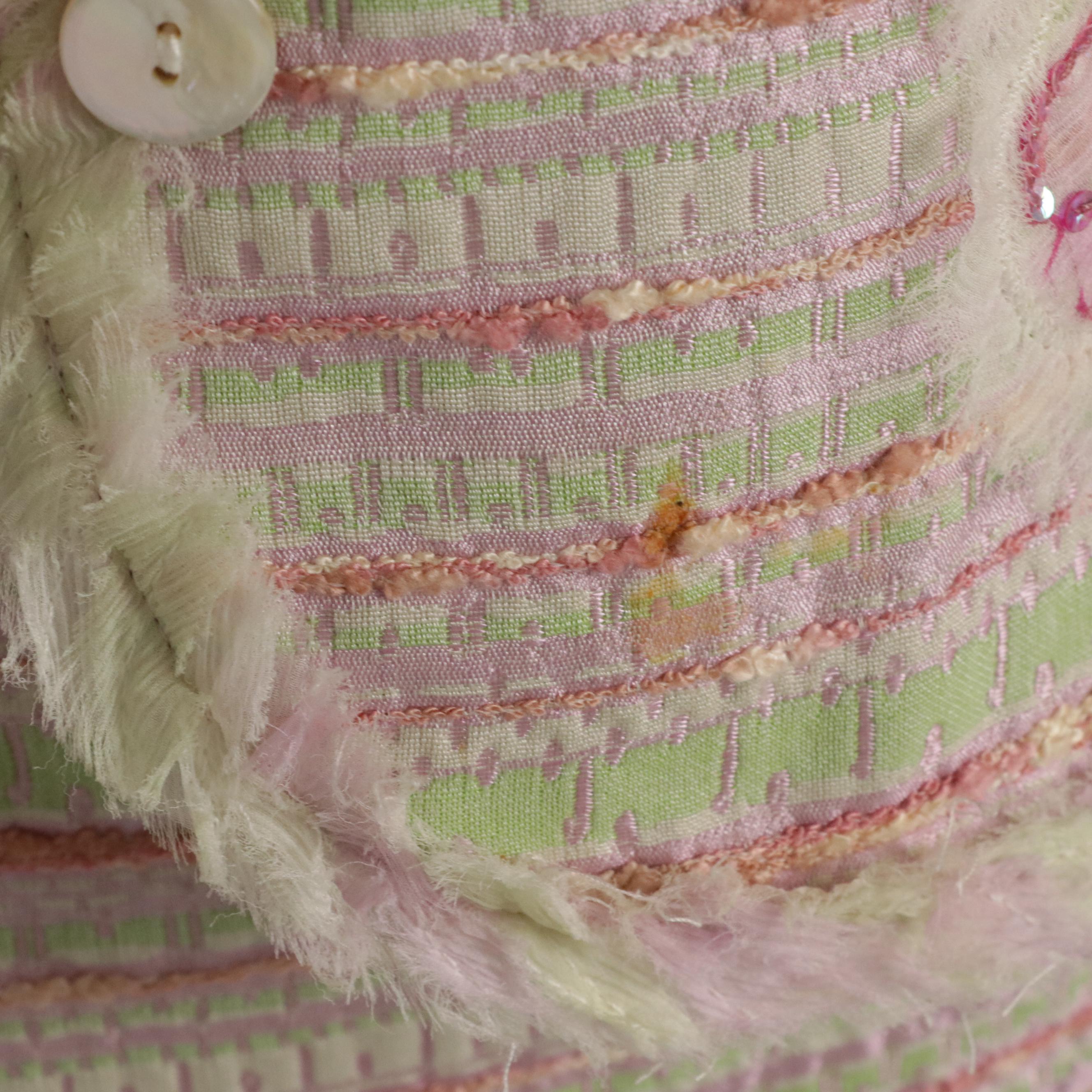 Kay Unger Pink Striped and Teri Jon Pink Tweed Striped Two-Piece Skirt Sets