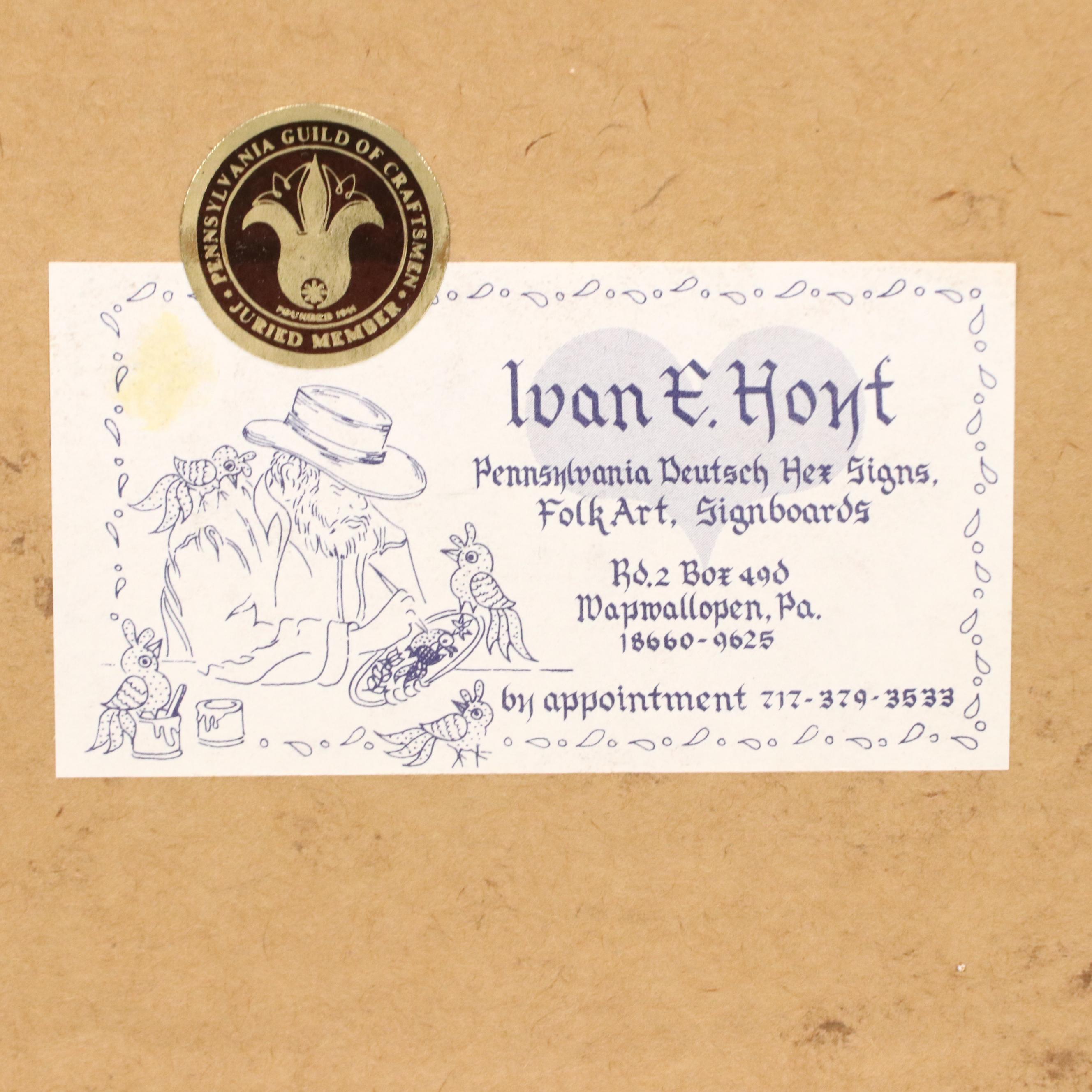 Ivan E. Hoyt Pennsylvania Dutch Folk Art Painting "God Bless This Home," 1992