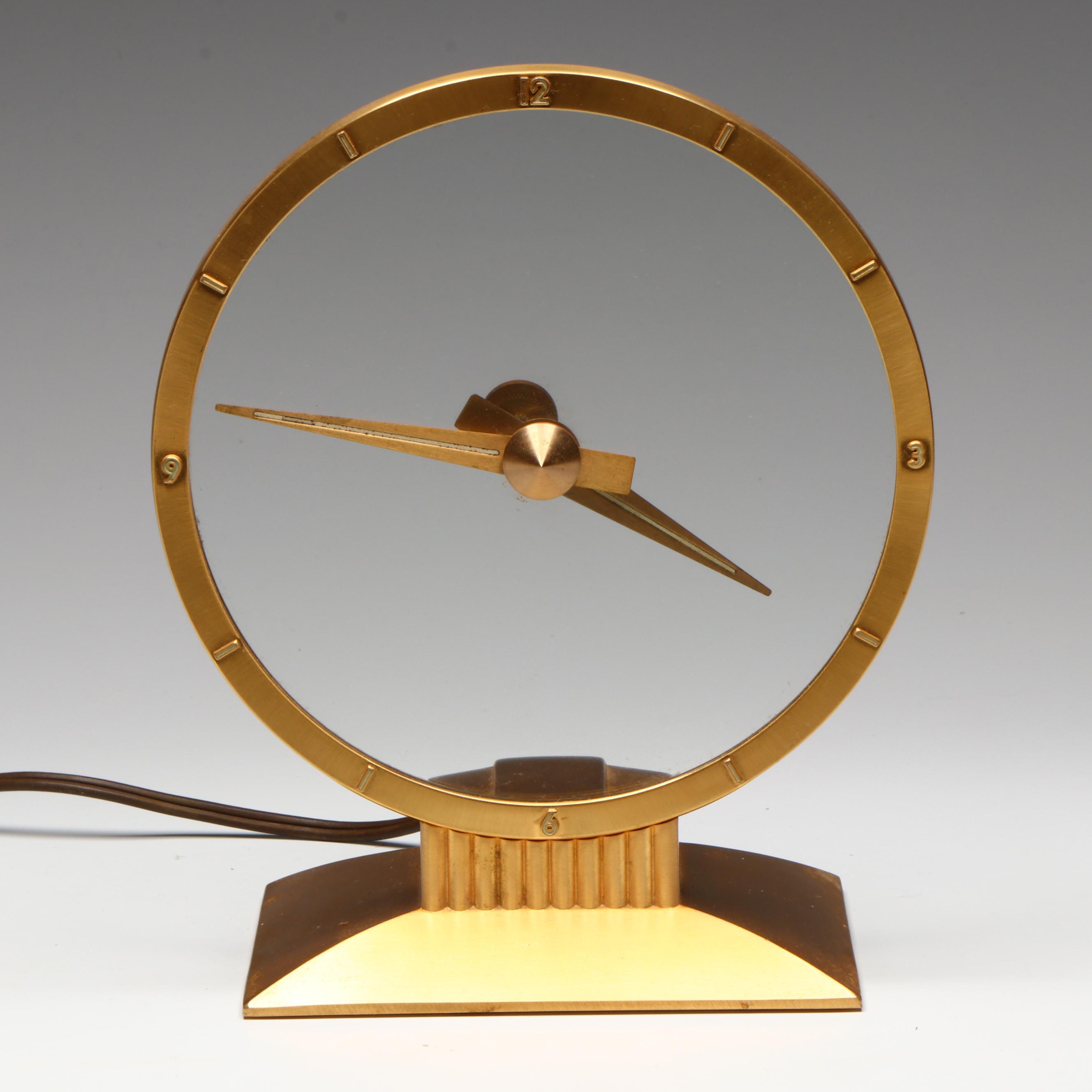 Jefferson Golden Hour Gilt Electric Clock, Mid to Late 20th Century