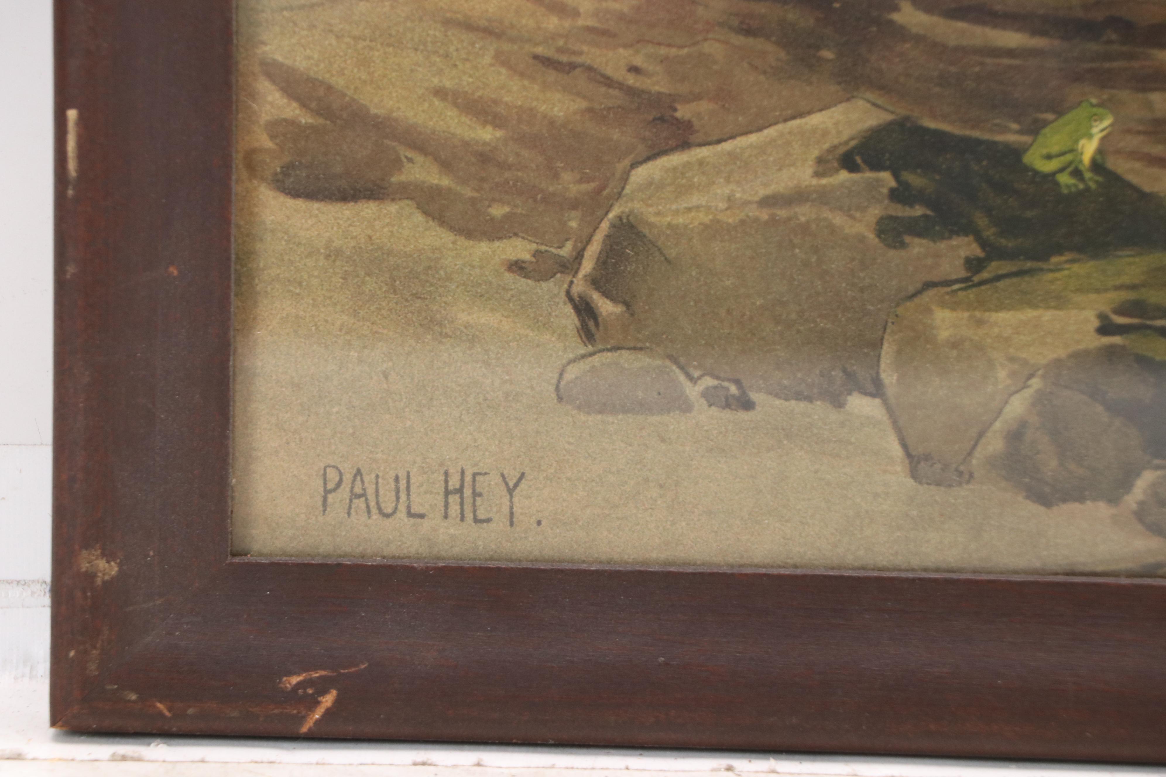 German Lithograph of Red Riding Hood and the Wolf After Paul Hey