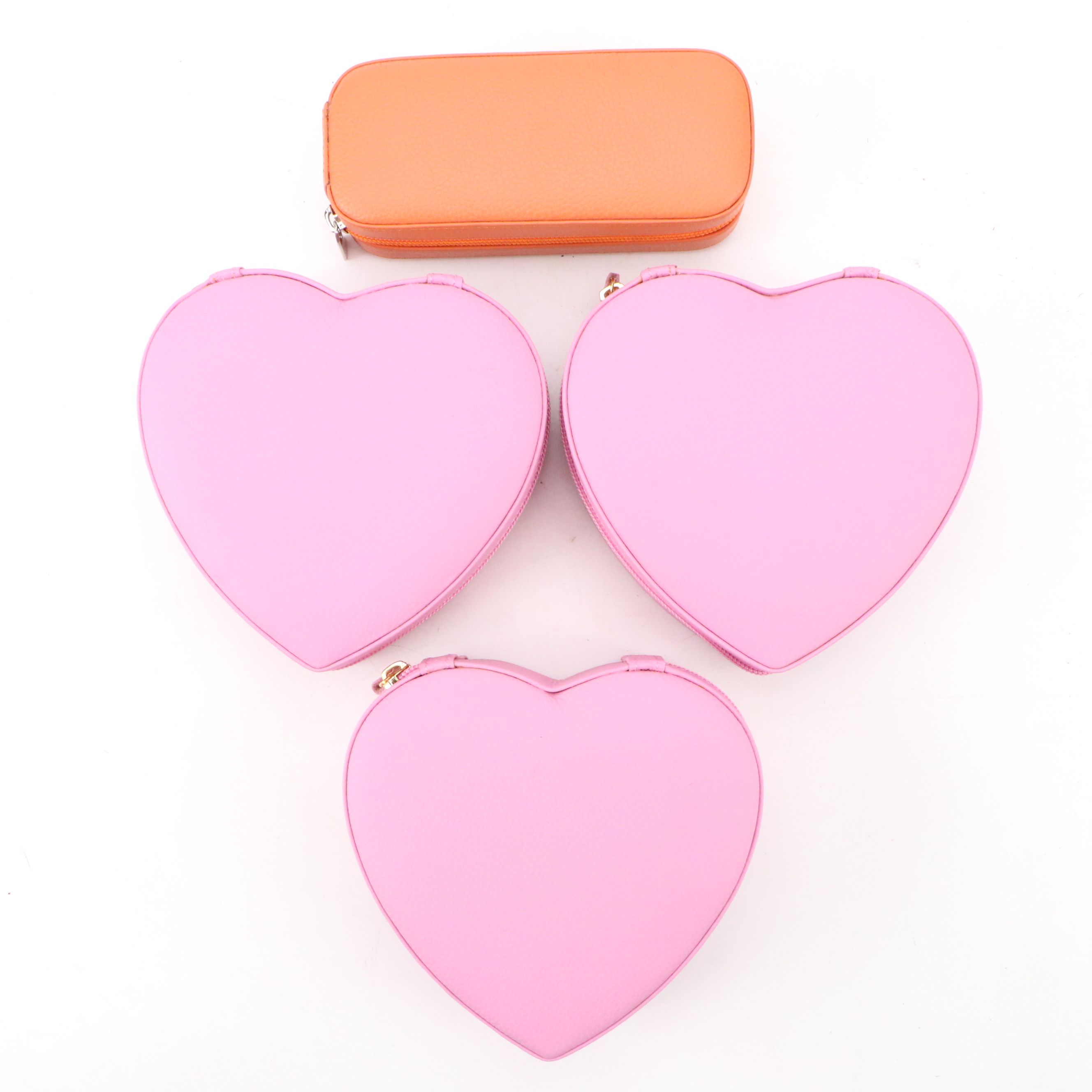 Rowallan Pink and Orange Leather Travel Jewelry Cases
