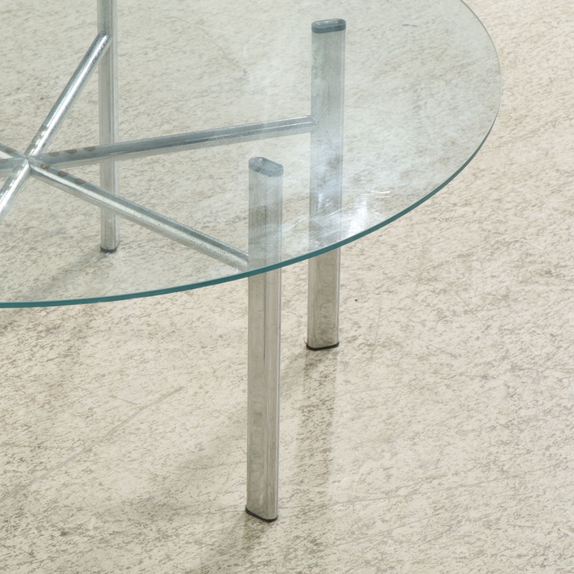 Mid Century Modern Glass-Top Chrome Coffee Table