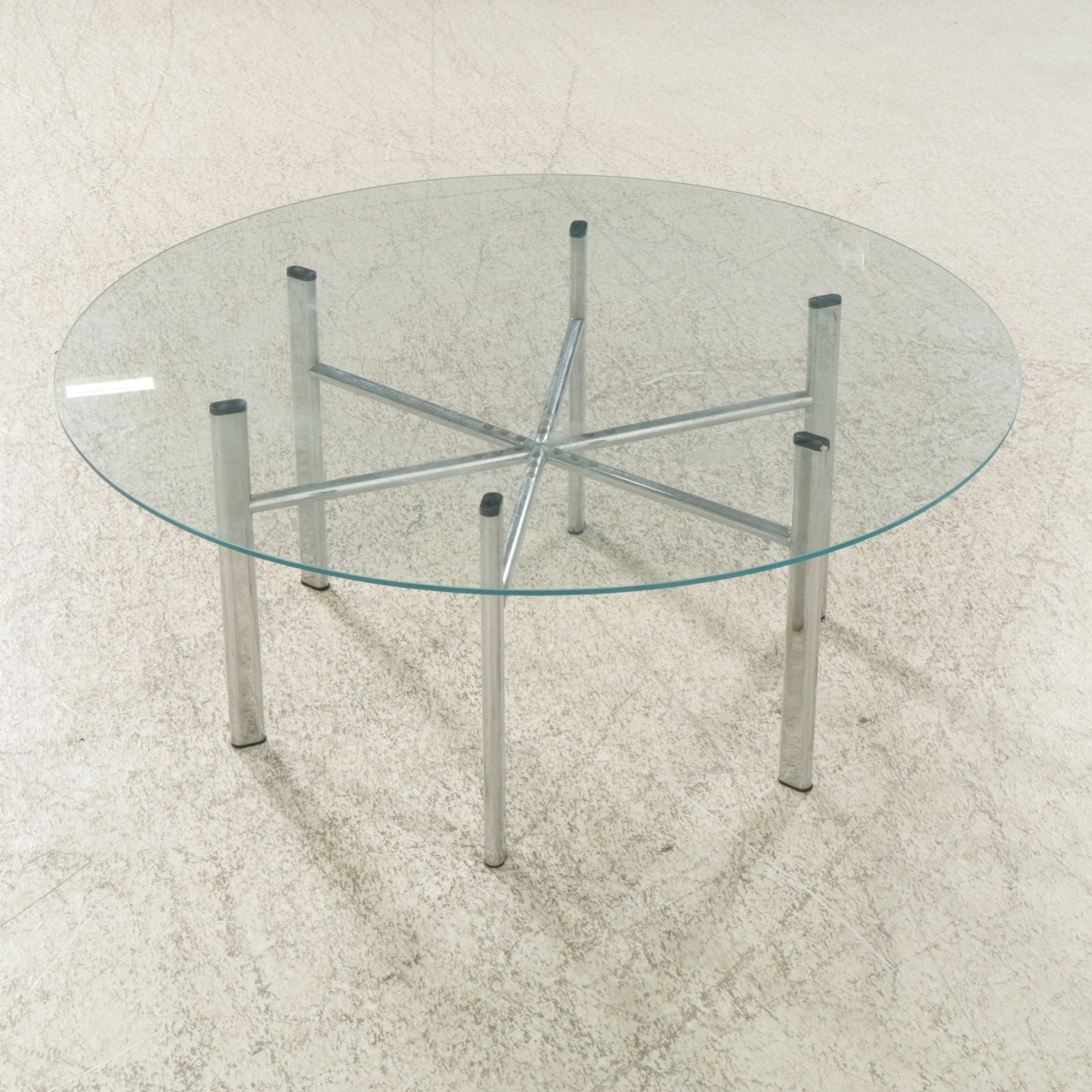 Mid Century Modern Glass-Top Chrome Coffee Table