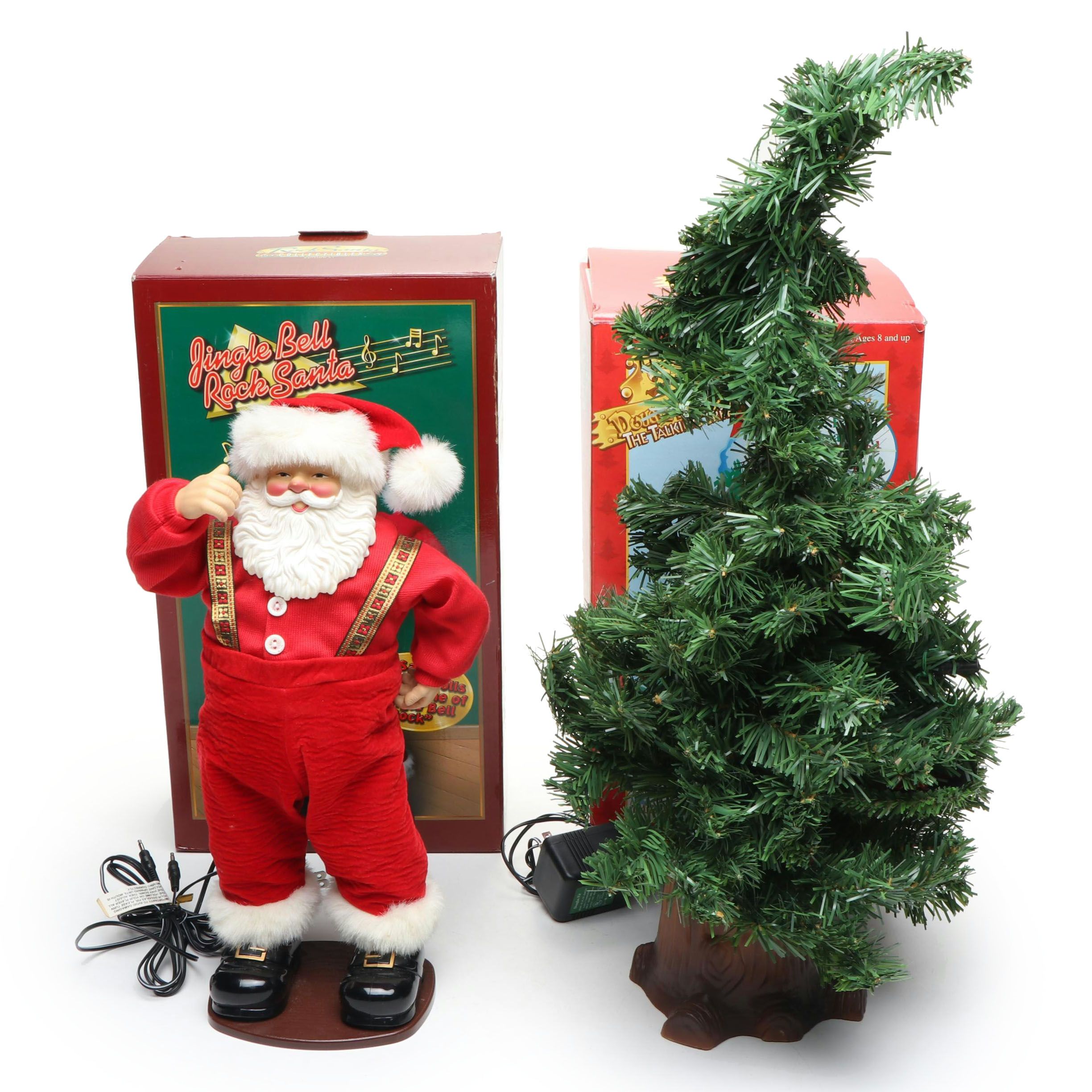 Santa and Douglas Fir Animatronic Christmas Decorations
