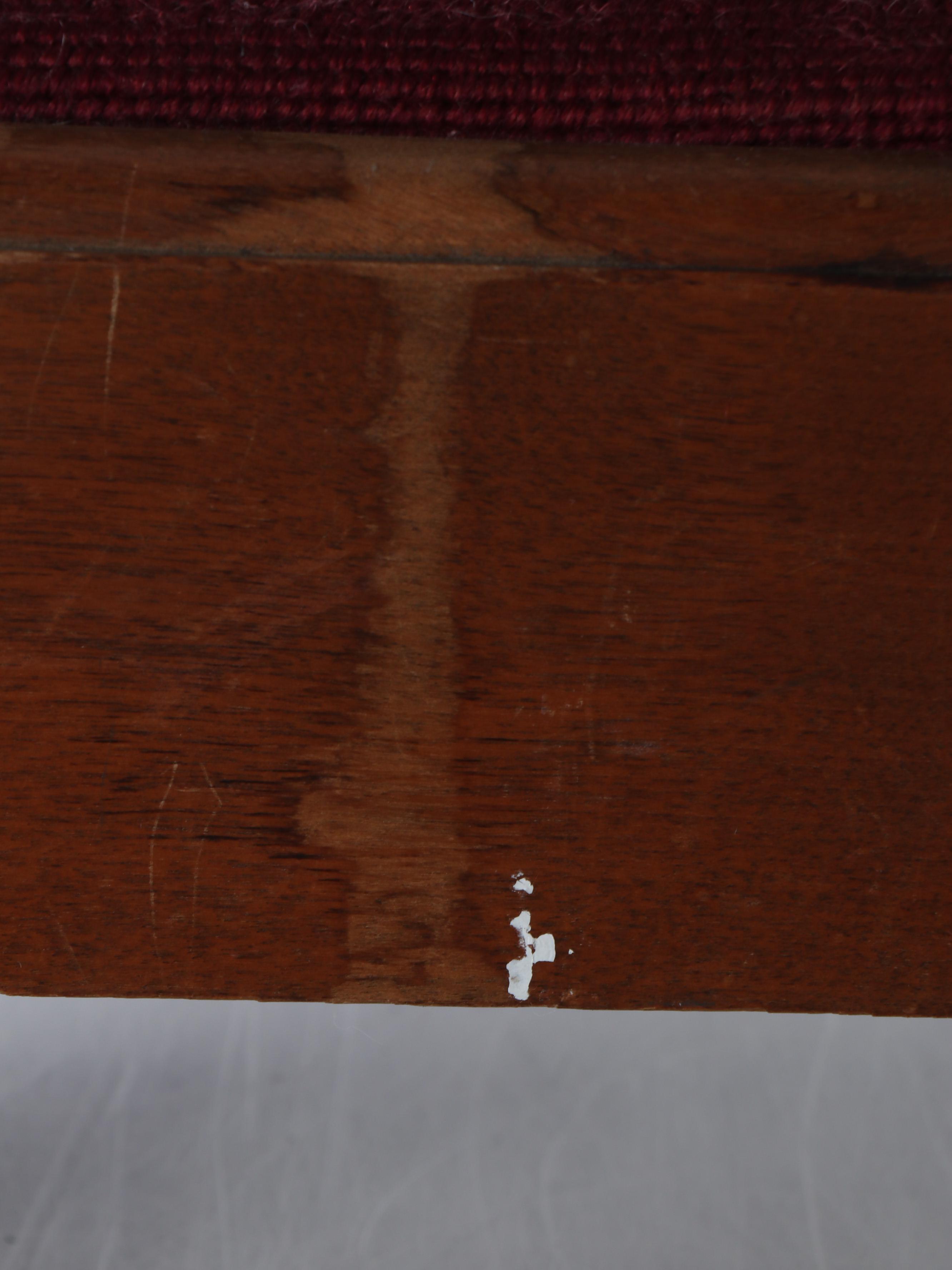 Needlepoint Floral Footrest, Wood Stool, and Wooden Shelf