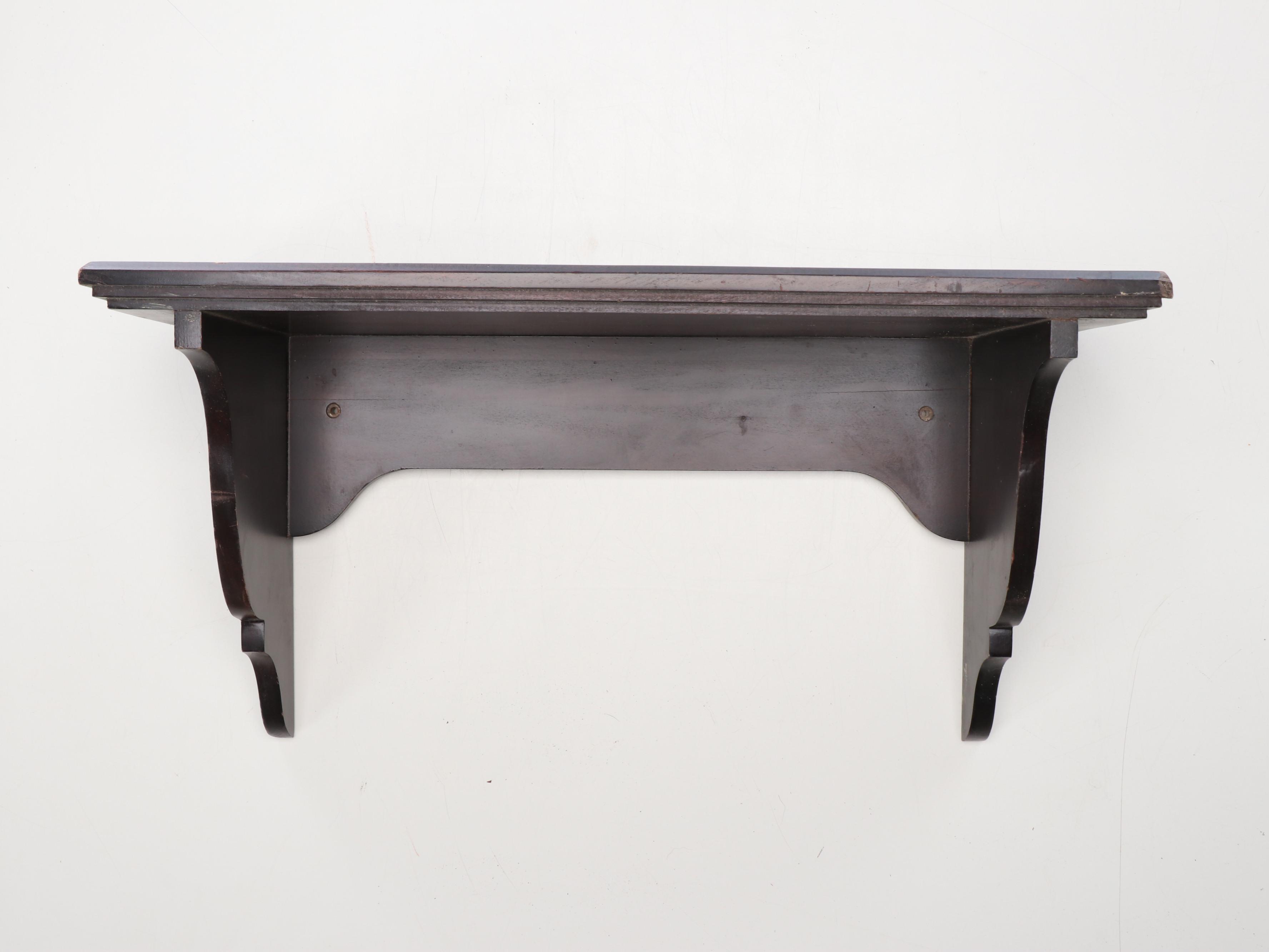 Needlepoint Floral Footrest, Wood Stool, and Wooden Shelf