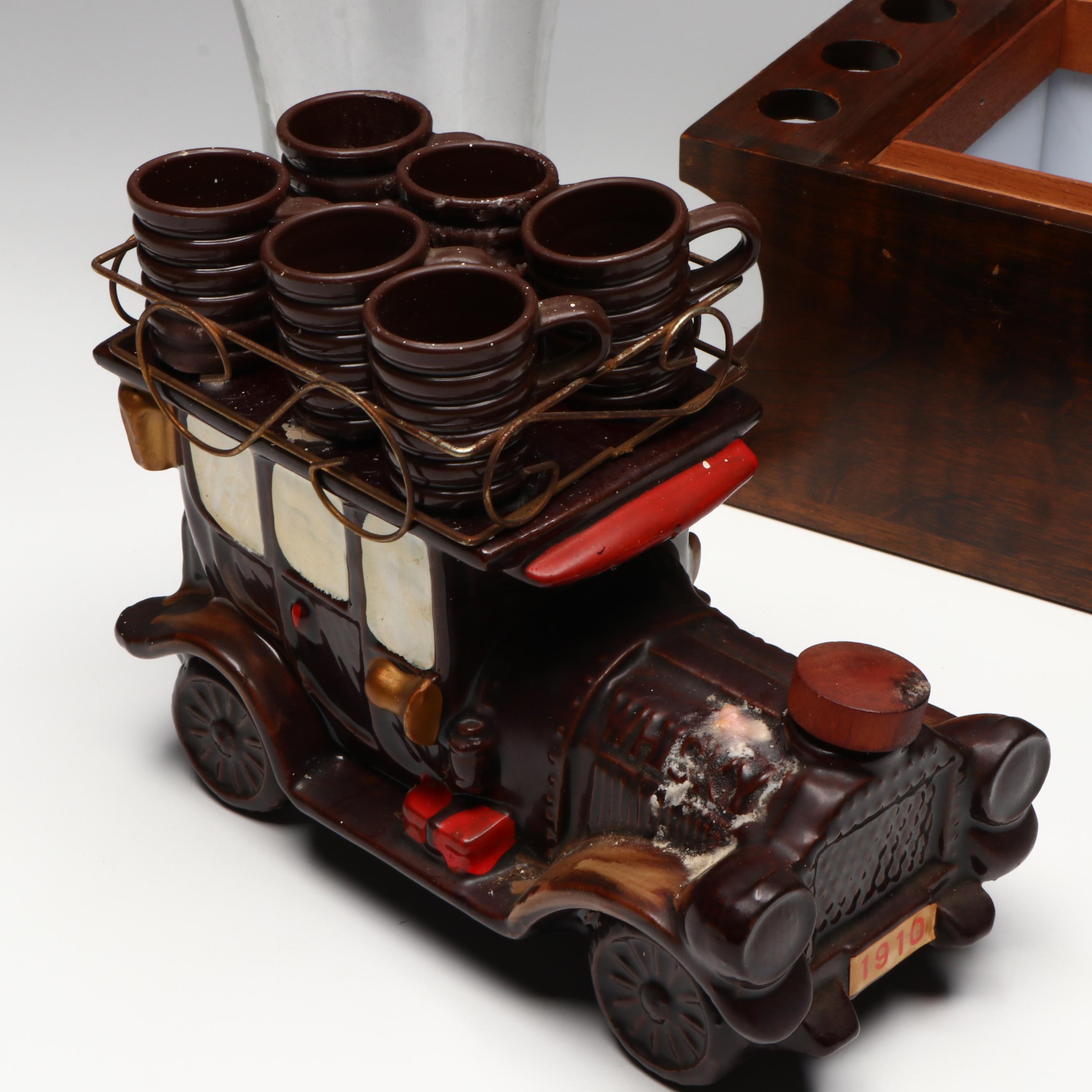 Humidor with Cigar Slots, Ceramic Decanter Set, Boot Glass and Horsehair Pin