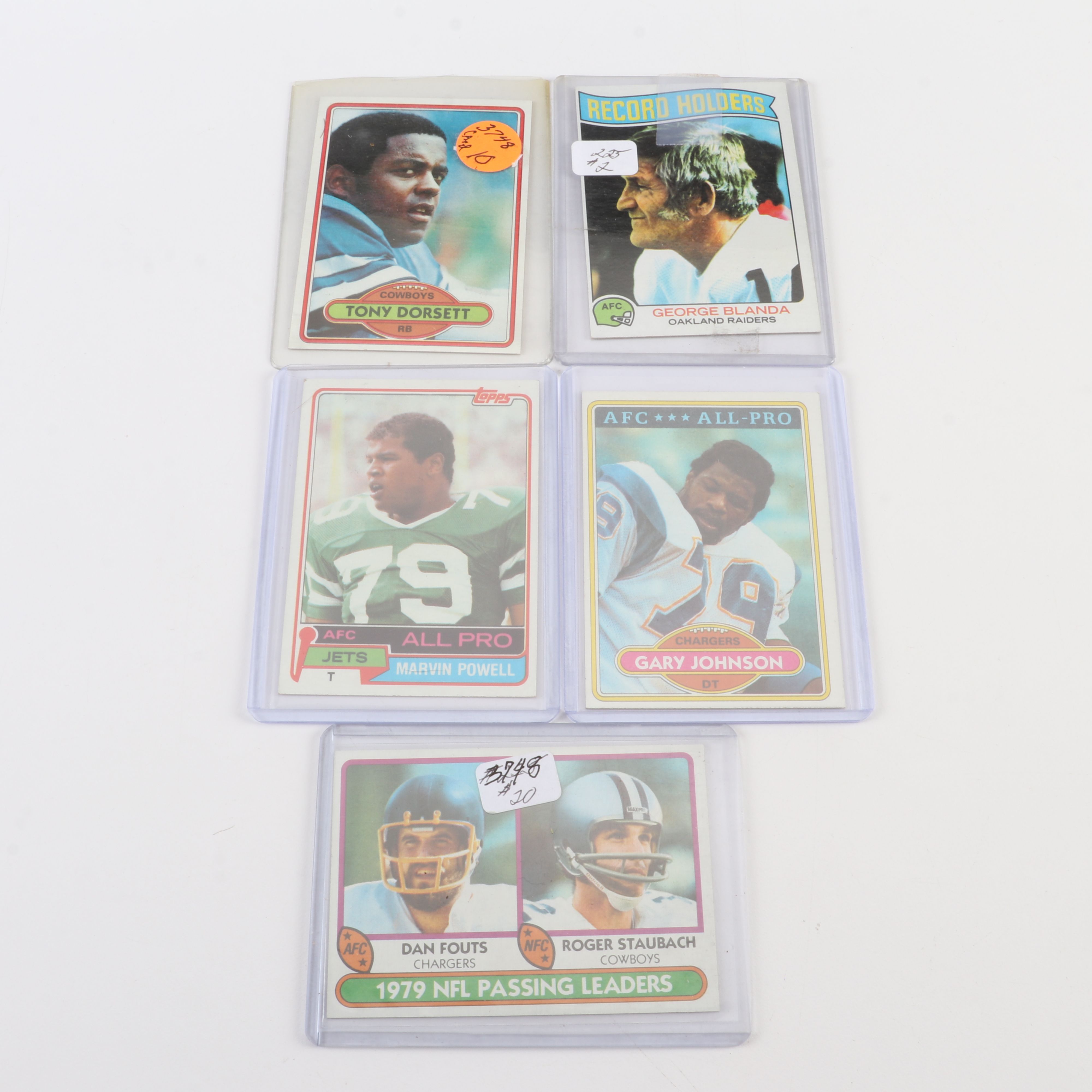 Topps Football Cards Featuring Roger Staubach, Tony Dorsett, and More