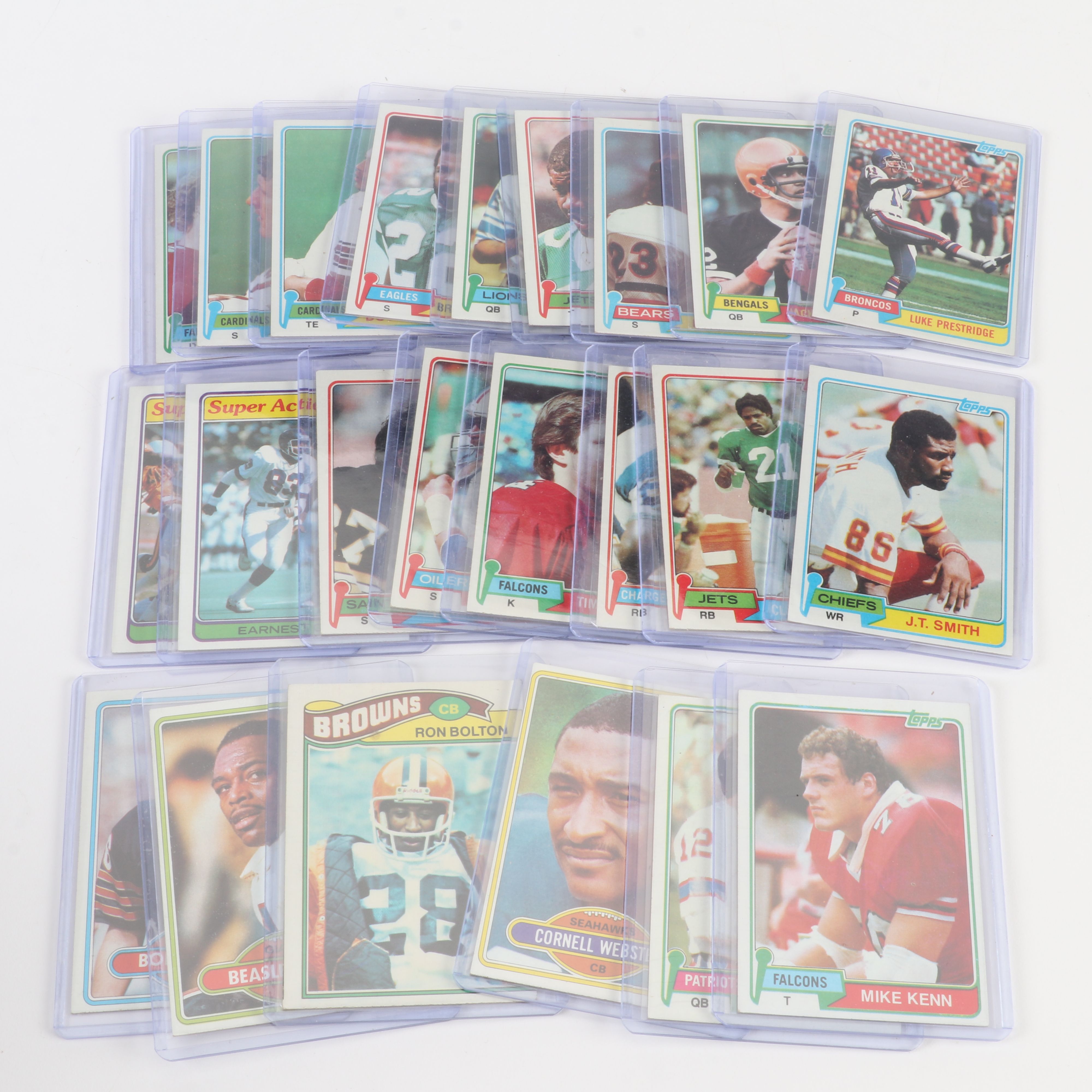 Topps Football Cards Featuring Roger Staubach, Tony Dorsett, and More