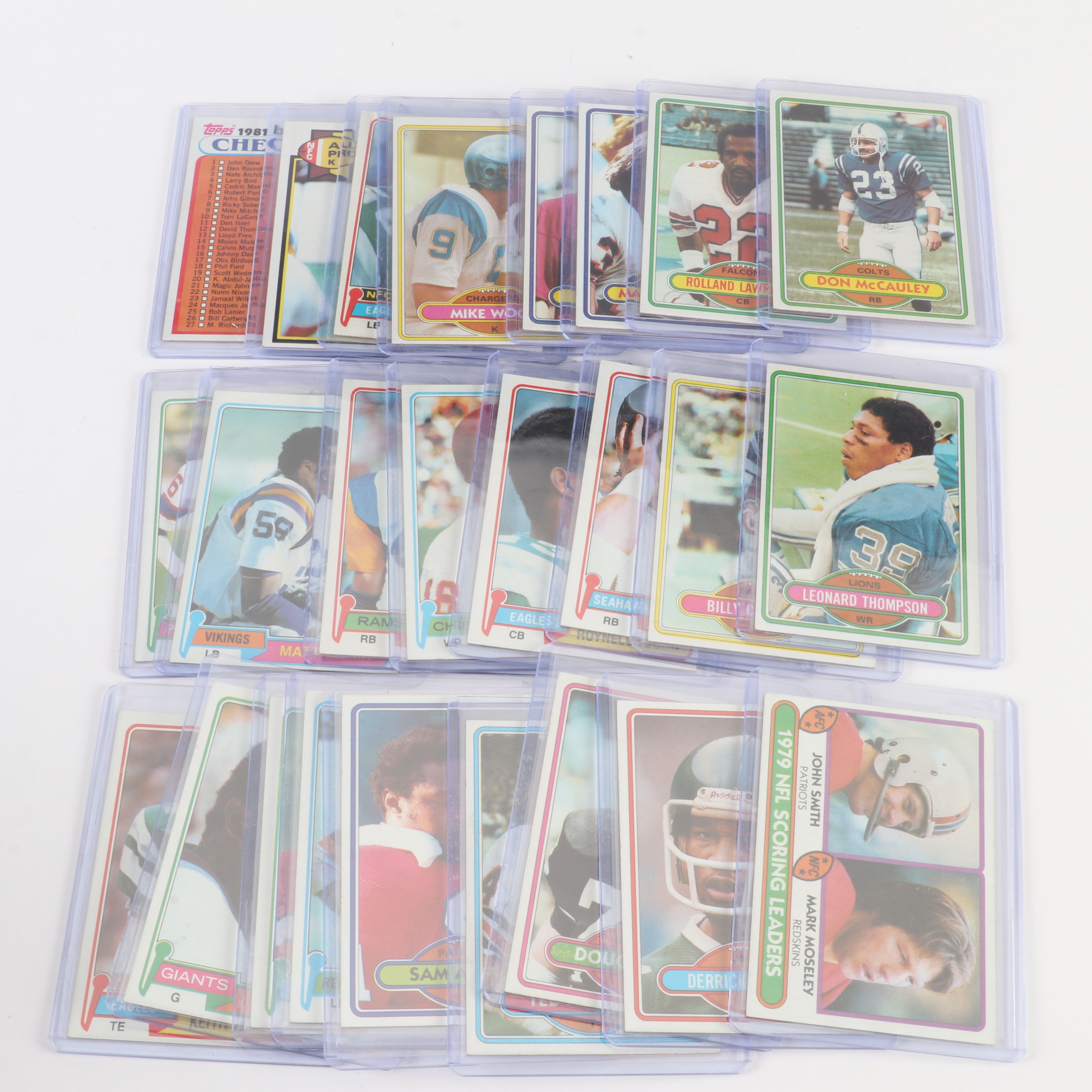 Topps Football Cards Featuring Roger Staubach, Tony Dorsett, and More