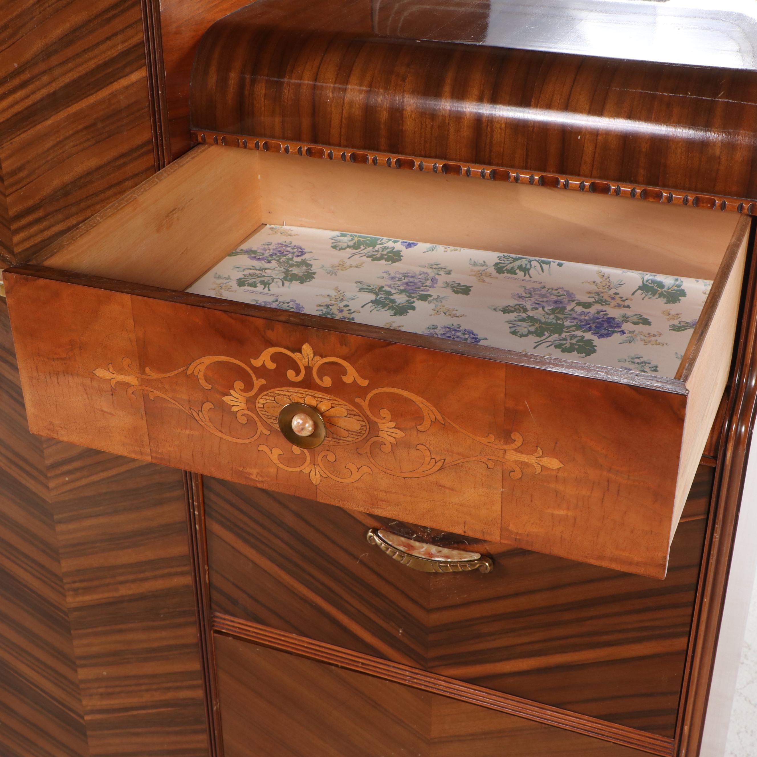 Antique Art Deco Waterfall Cedar Lined Chifferobe