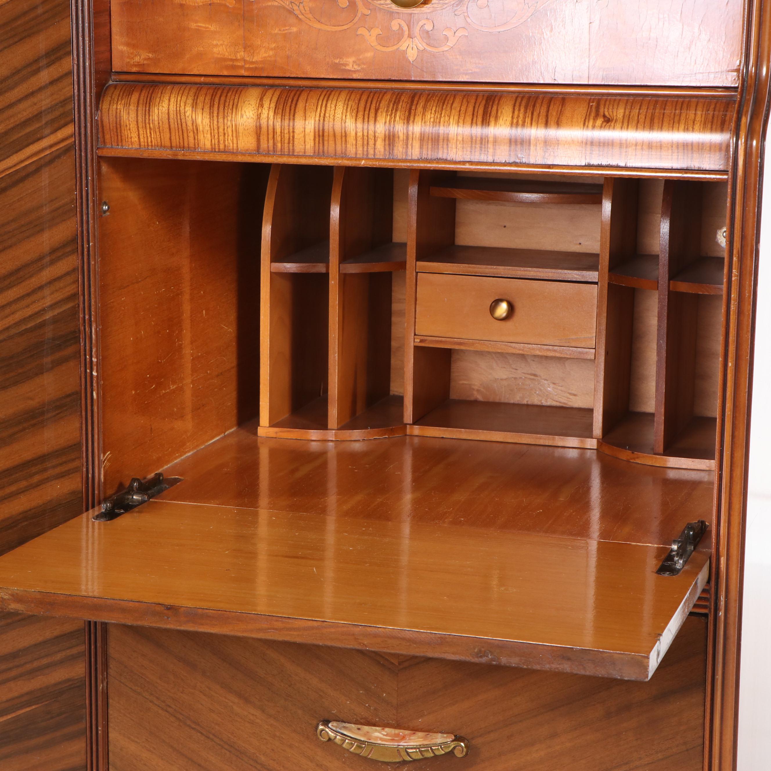 Antique Art Deco Waterfall Cedar Lined Chifferobe