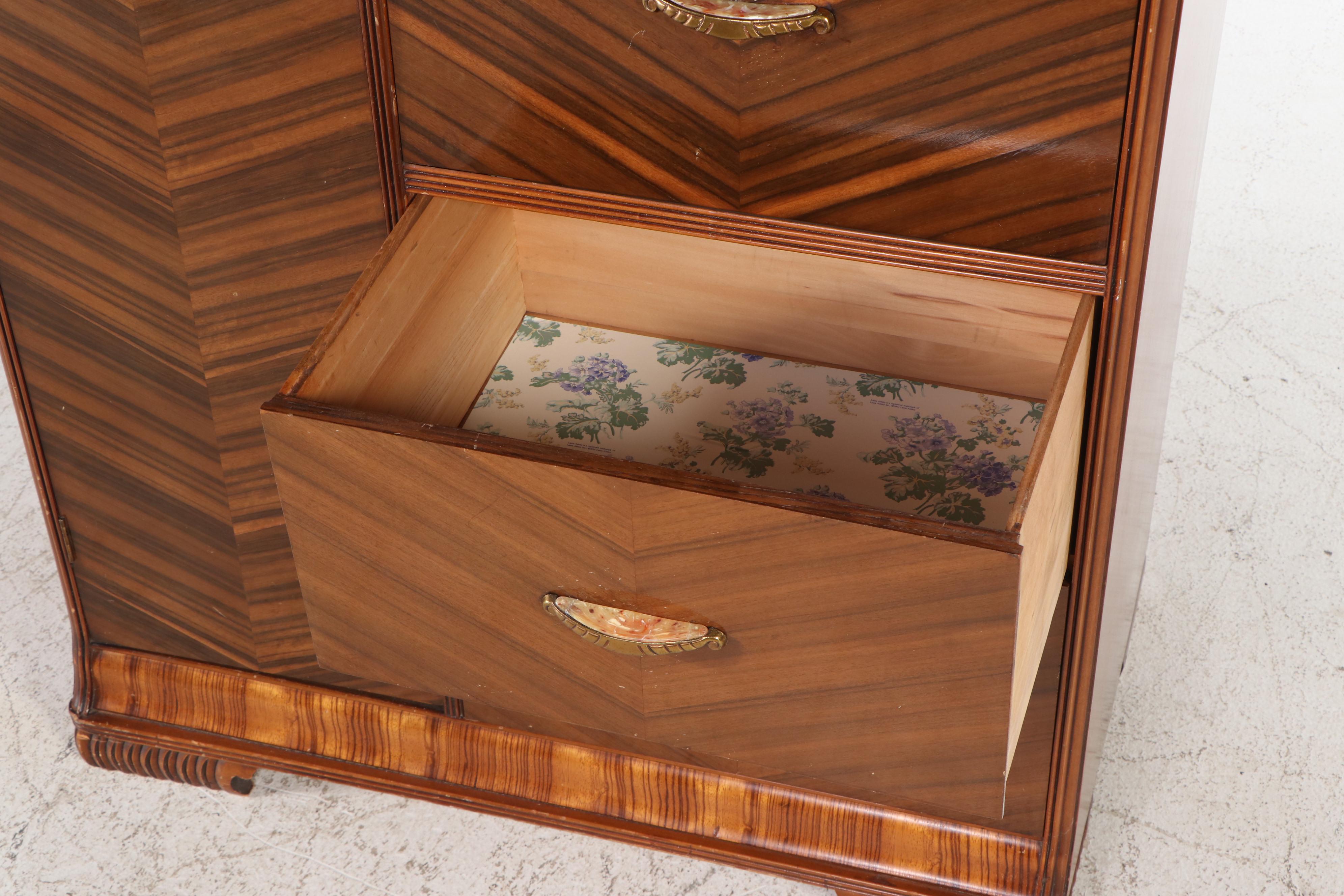 Antique Art Deco Waterfall Cedar Lined Chifferobe