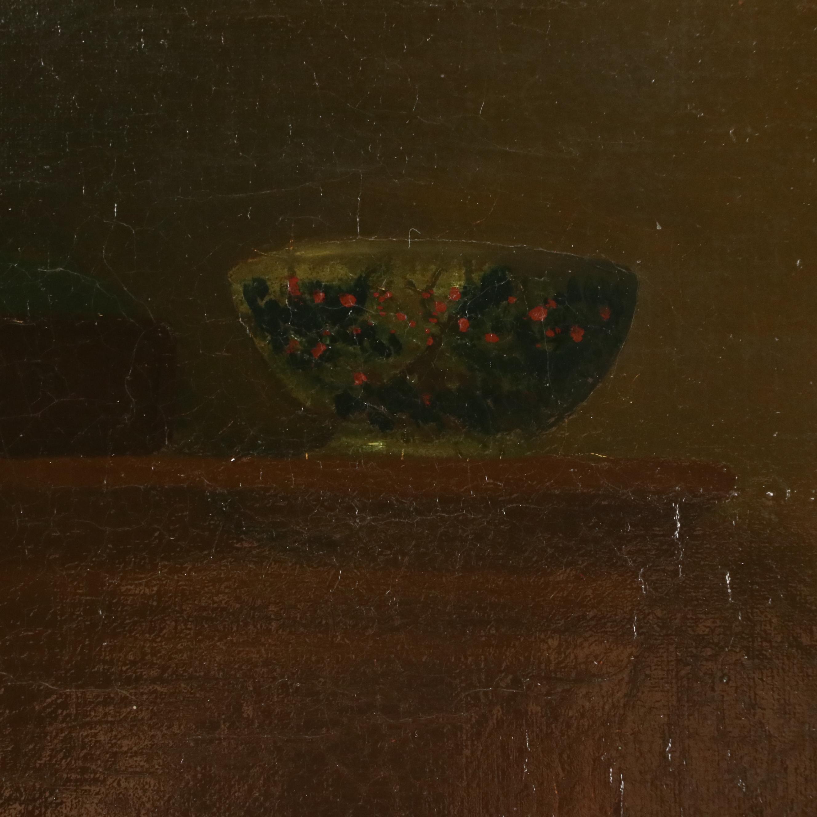 Jan J. M. Damschroder Dutch School Painting "The Busy Housewife," 19th Century