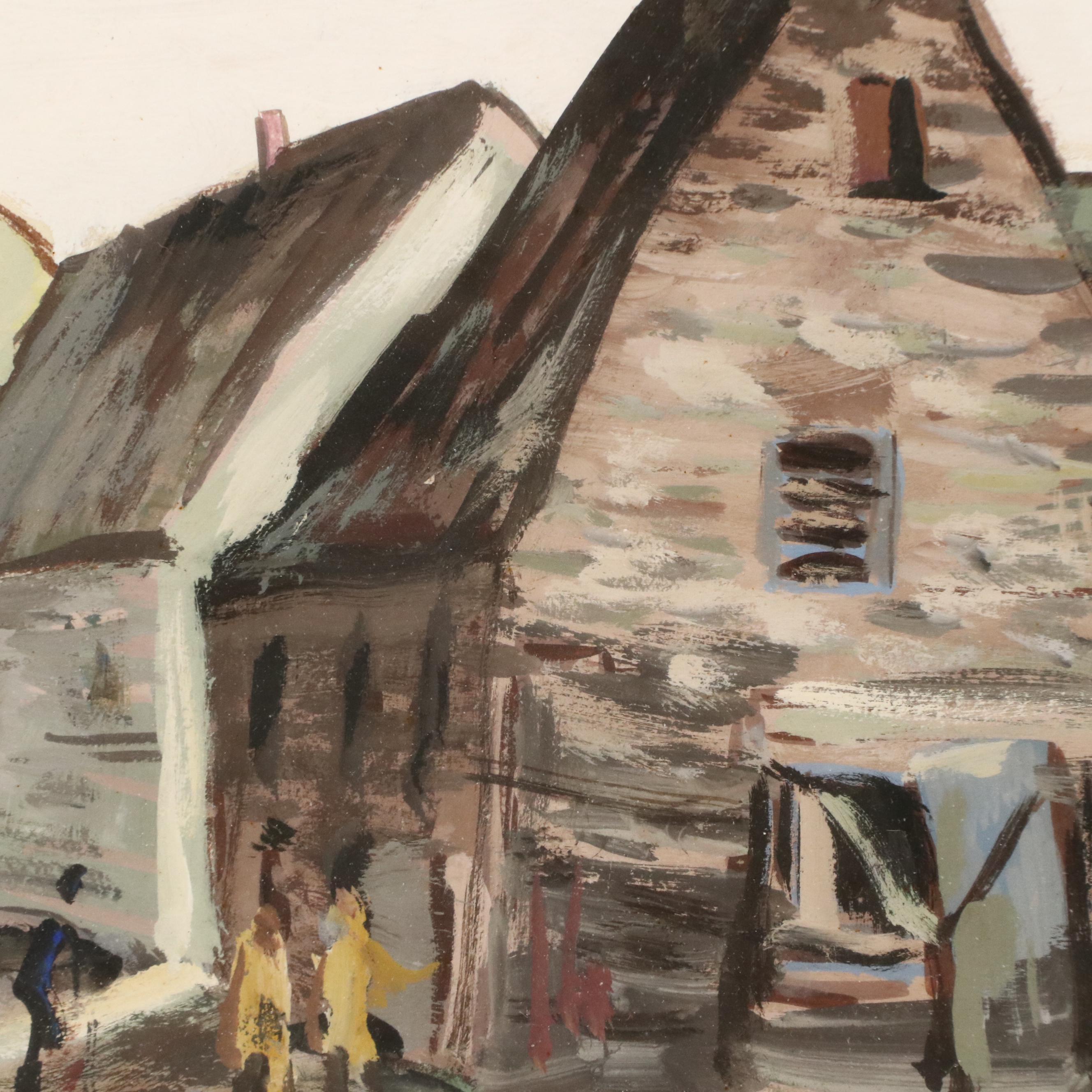 Arthur Raphael Watercolor Painting "Shtick Drek," 1950