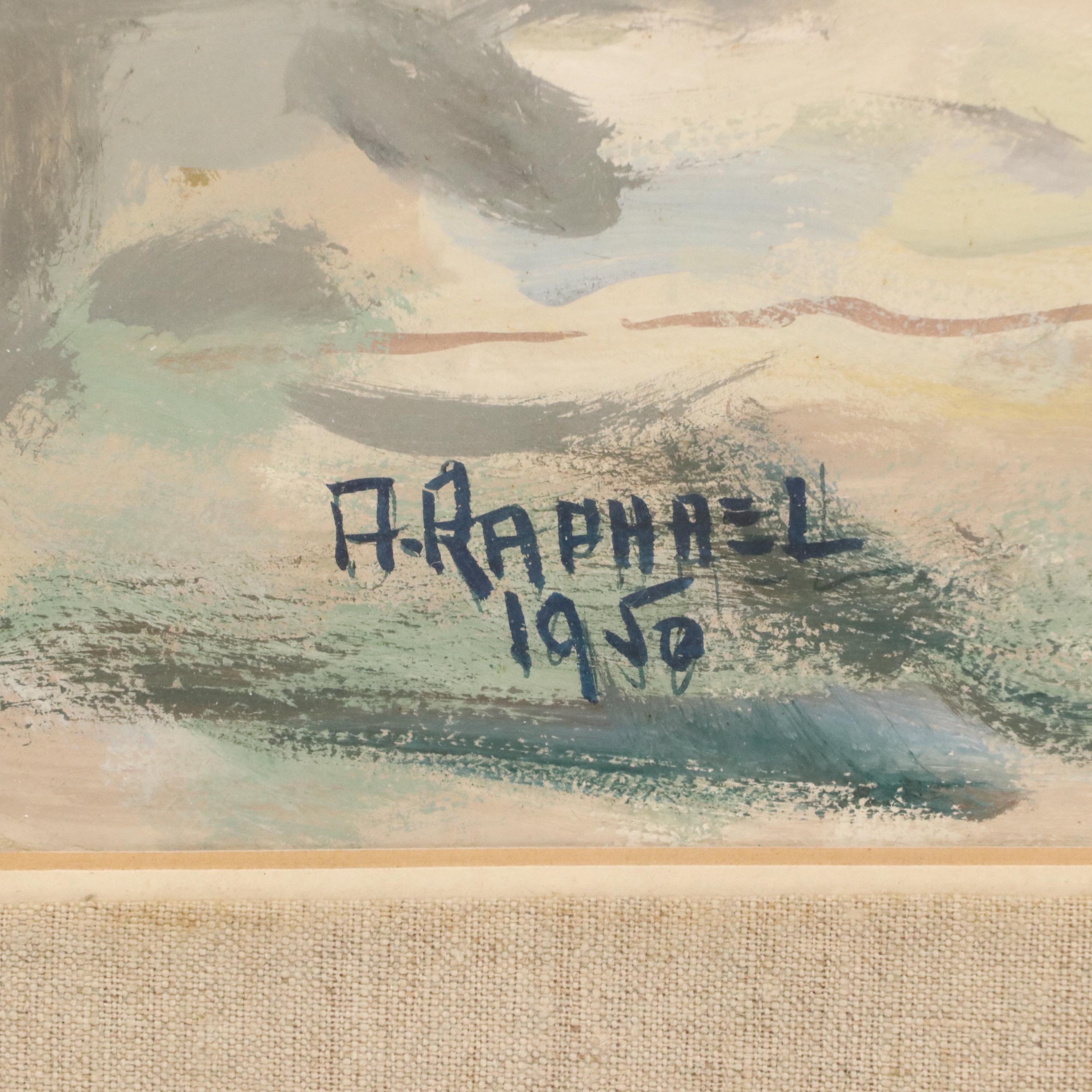 Arthur Raphael Watercolor Painting "Shtick Drek," 1950