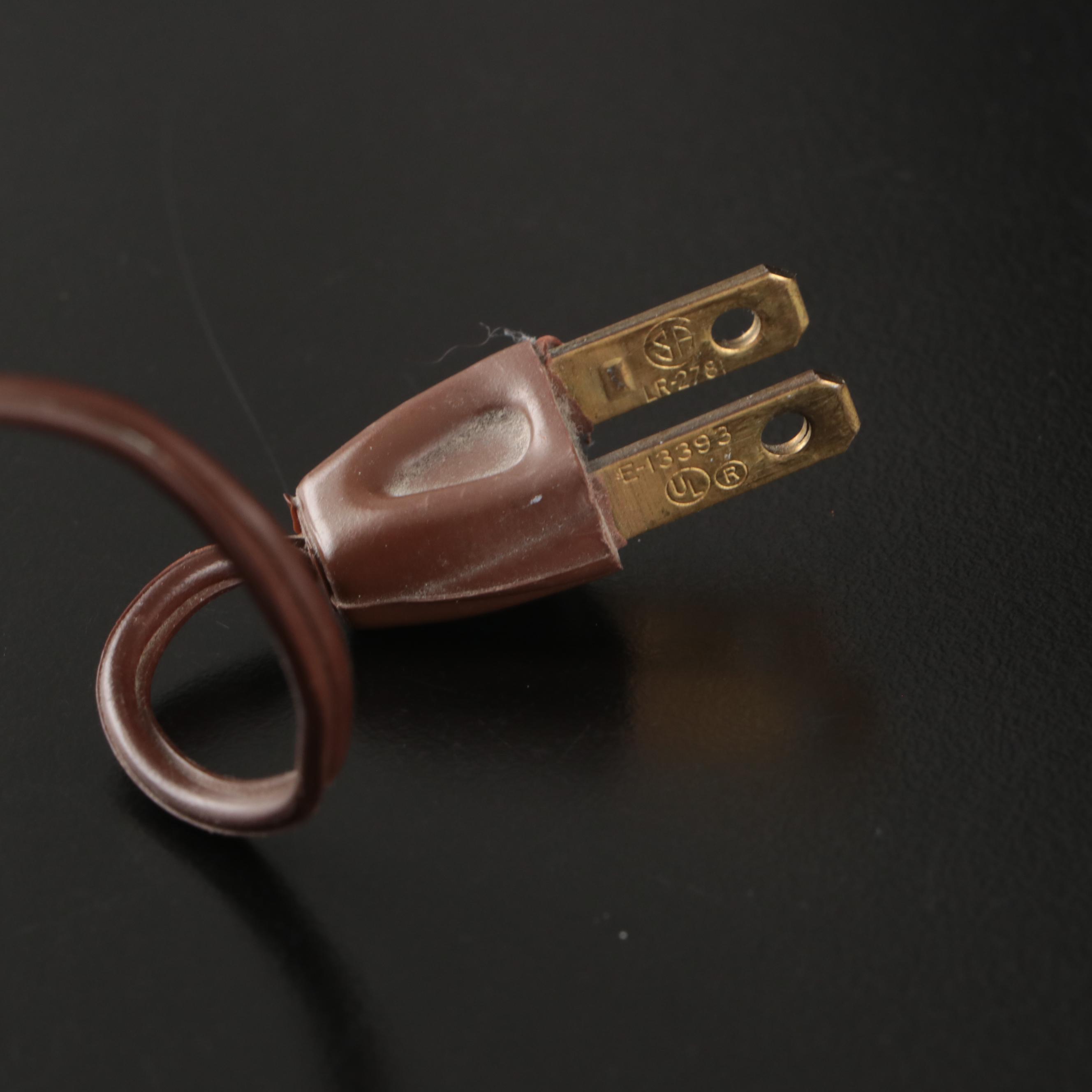 Pair of Beaded Milk Glass Hurricane Lamps, Mid-20th Century