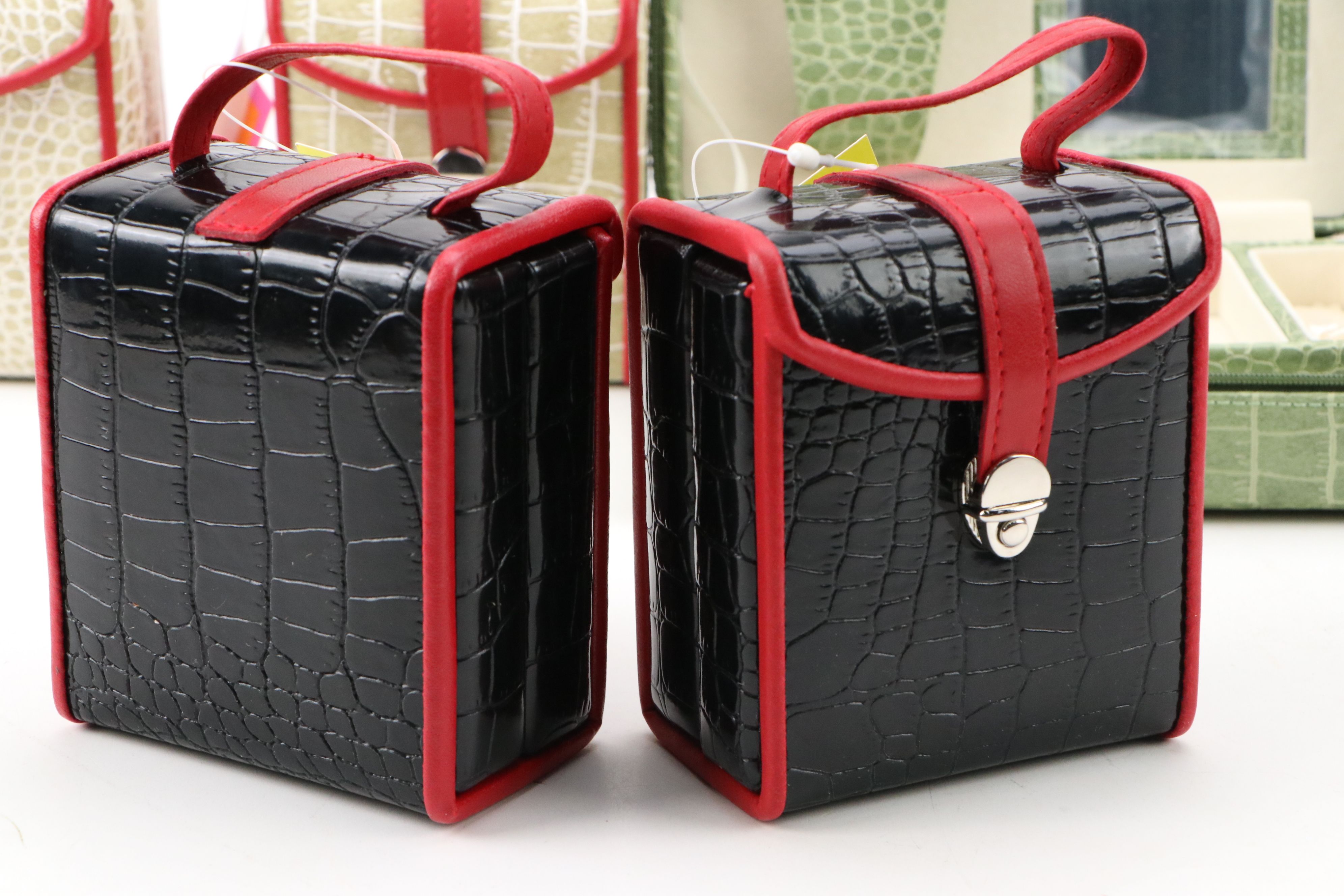 Alten International Faux Crocodile Embossed Travel Jewelry Cases