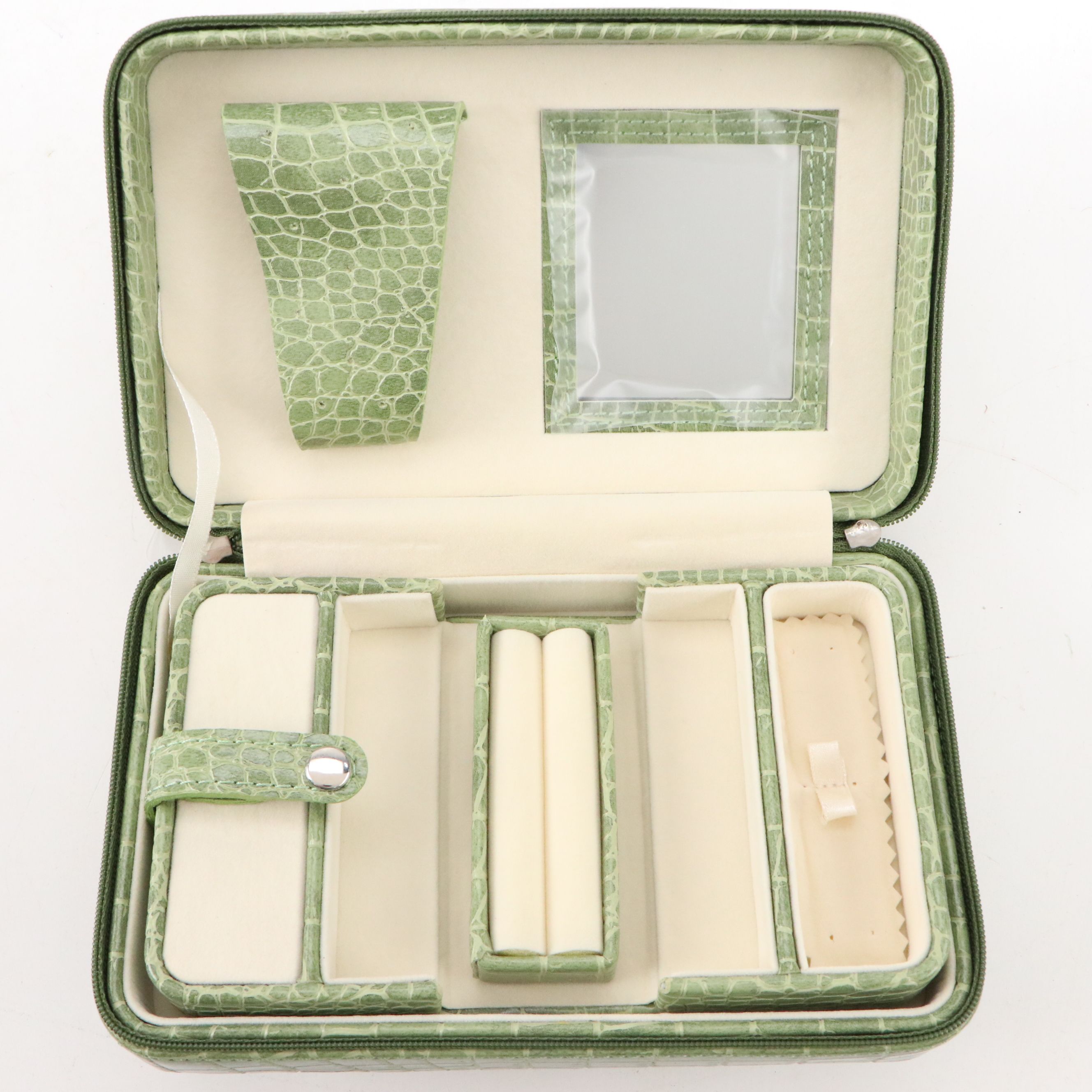 Alten International Faux Crocodile Embossed Travel Jewelry Cases