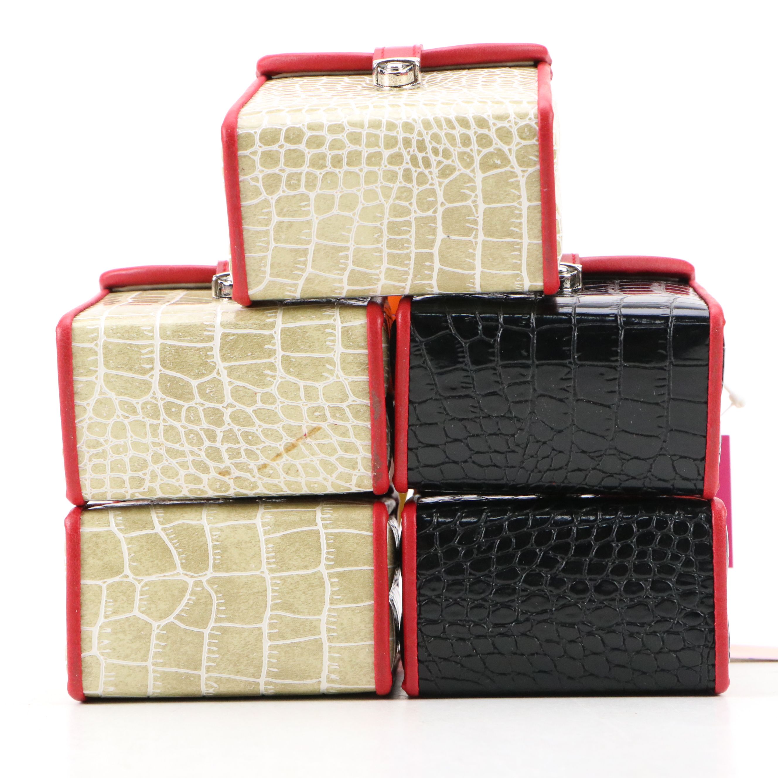 Alten International Faux Crocodile Embossed Travel Jewelry Cases