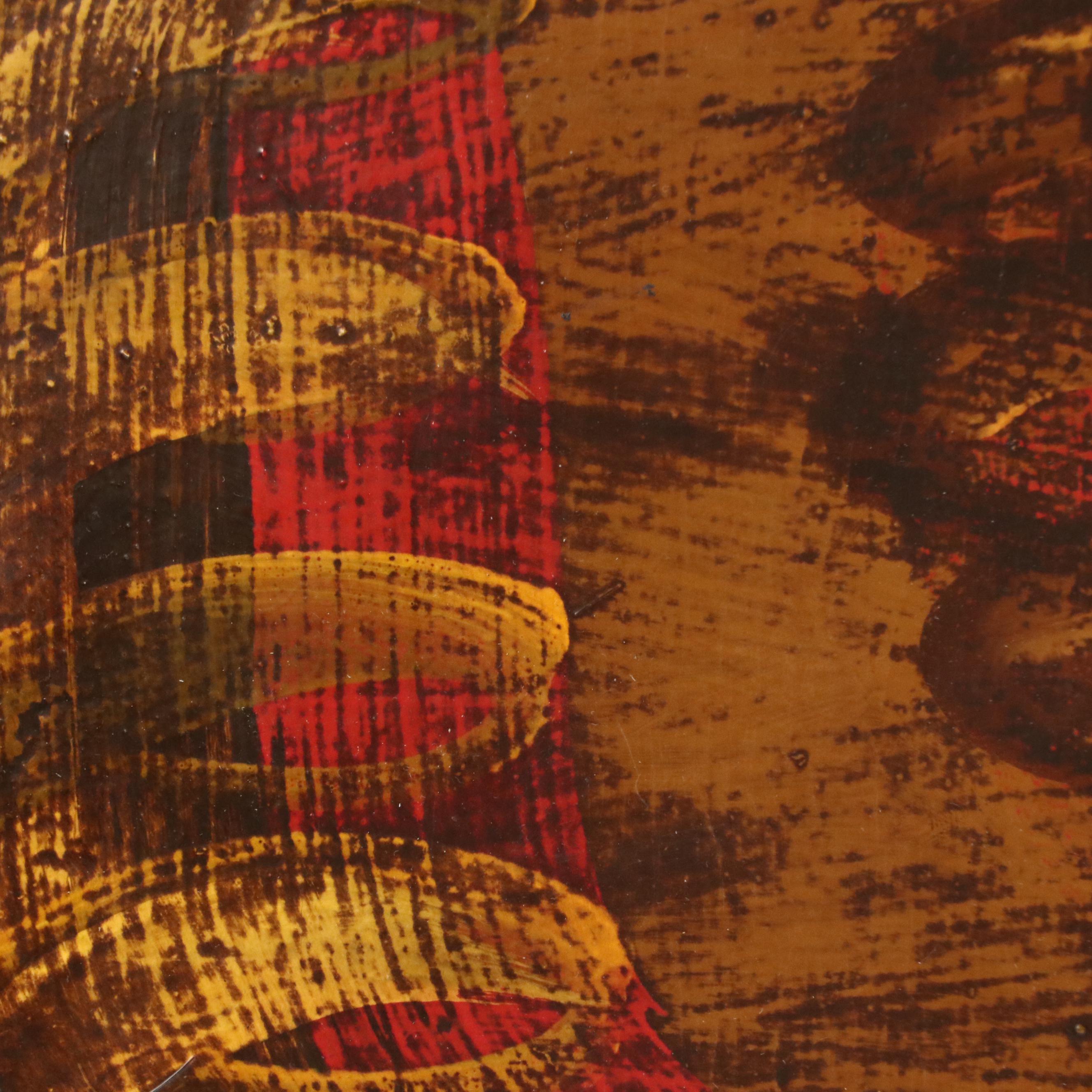 Oil Painting of Colonial Horse Rider on Wood Panel, 20th Century