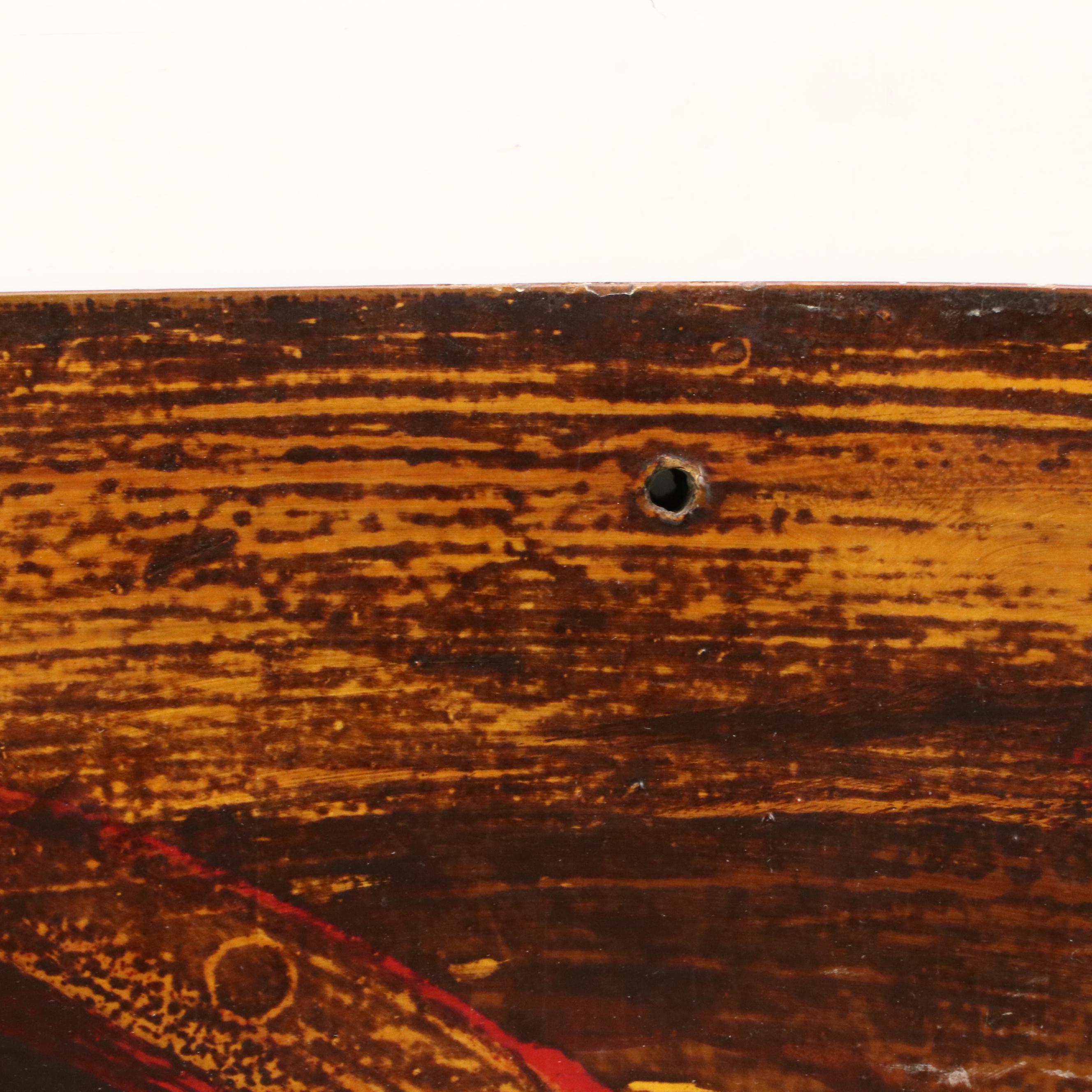 Oil Painting of Colonial Horse Rider on Wood Panel, 20th Century